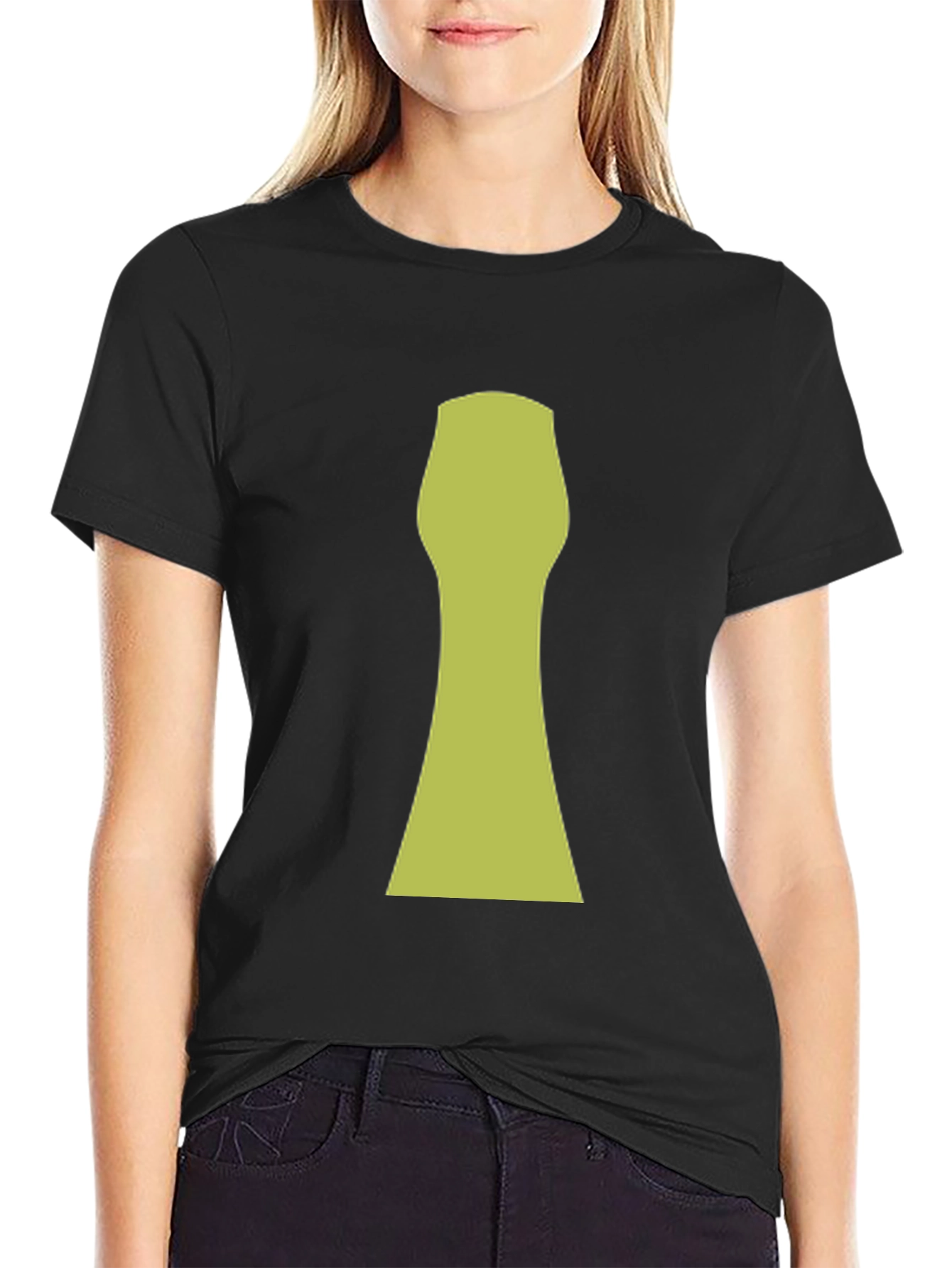 Abstract Keyhole Graphic T-Shirt - Black