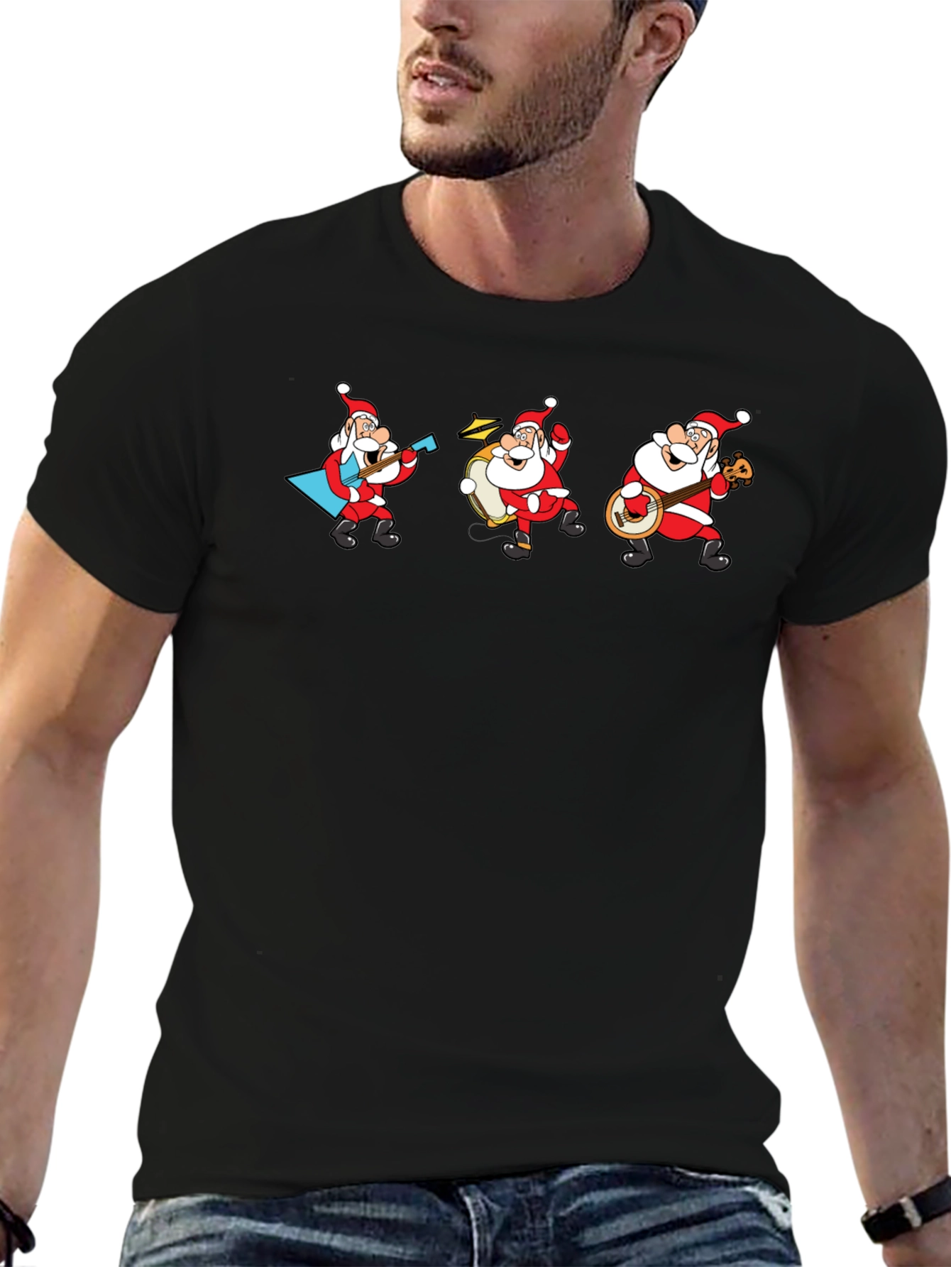 Musical Santa Band T-Shirt - Black