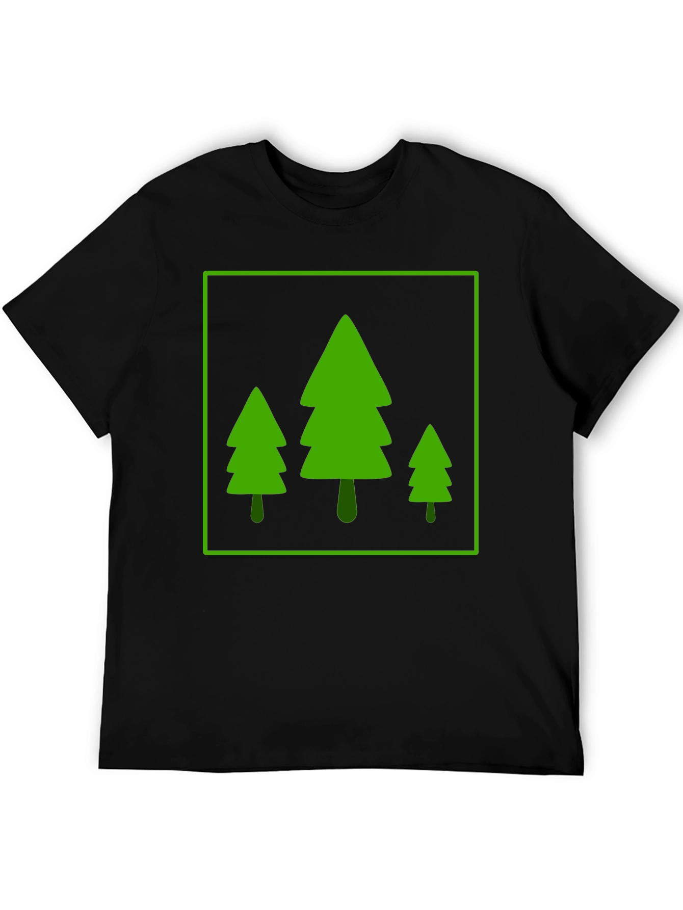 Trendy Forest Trees Graphic Tee - Black