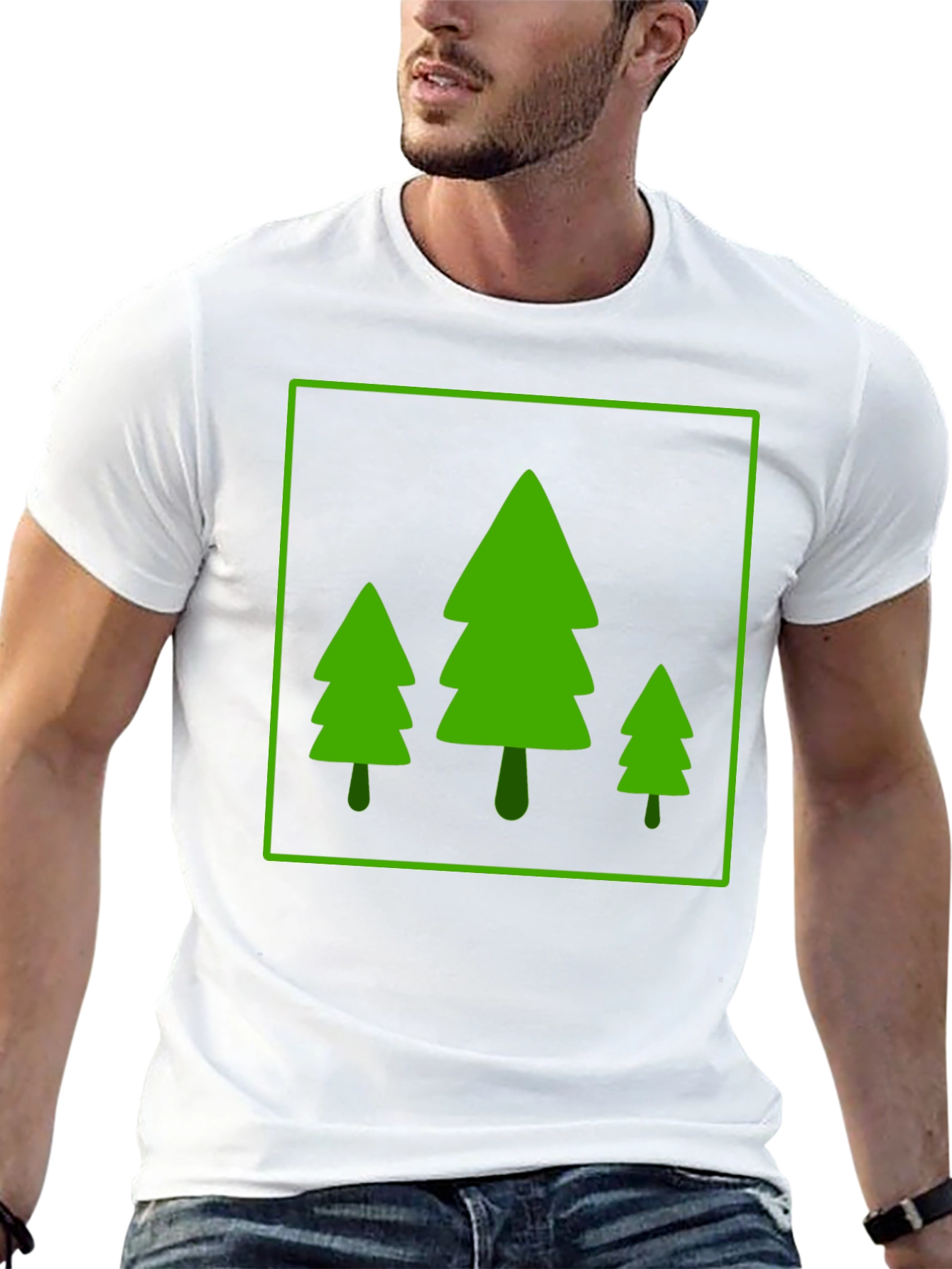 Trendy Forest Trees Graphic Tee - Black