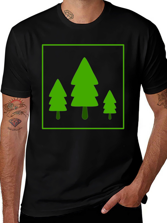 Trendy Forest Trees Graphic Tee - Black