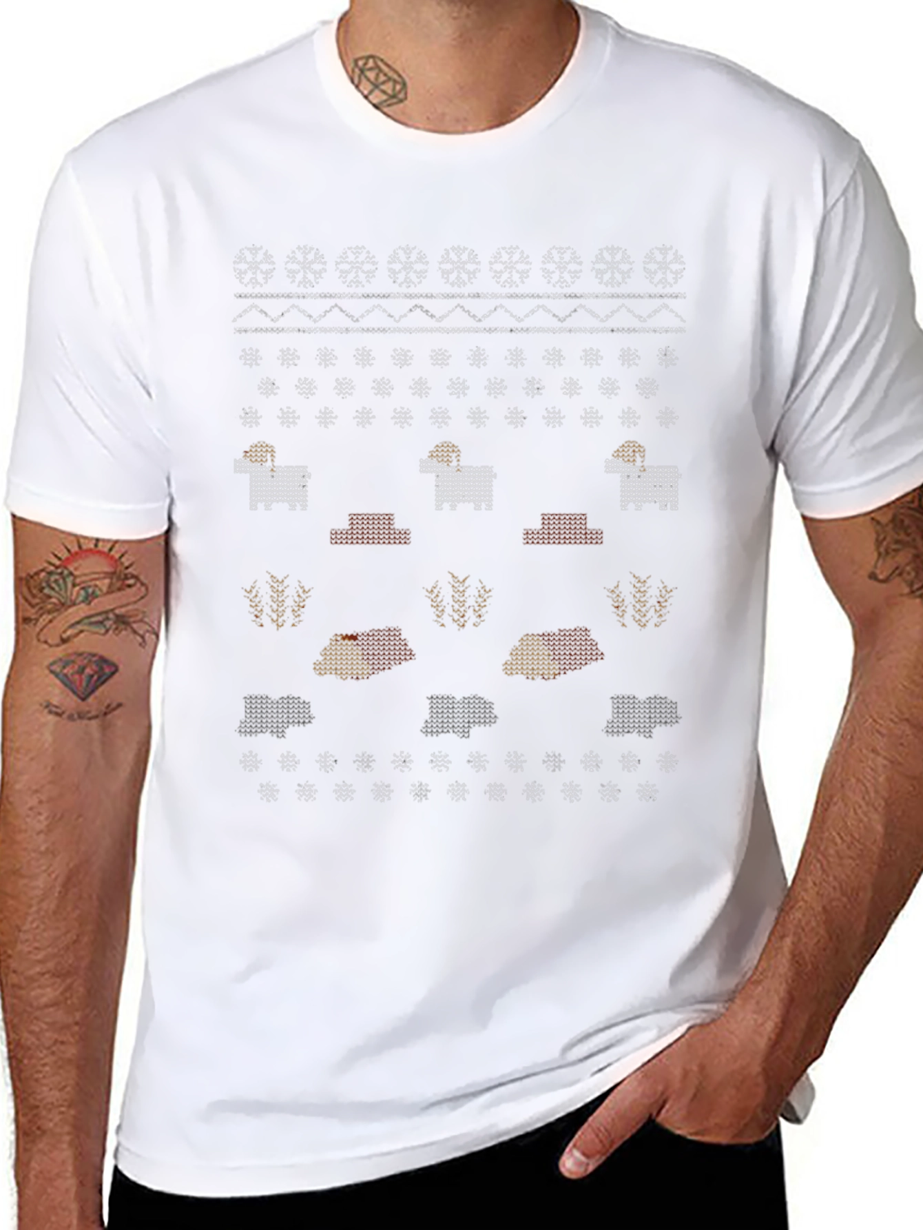 Novelty Ram Sweater Pattern Tee
