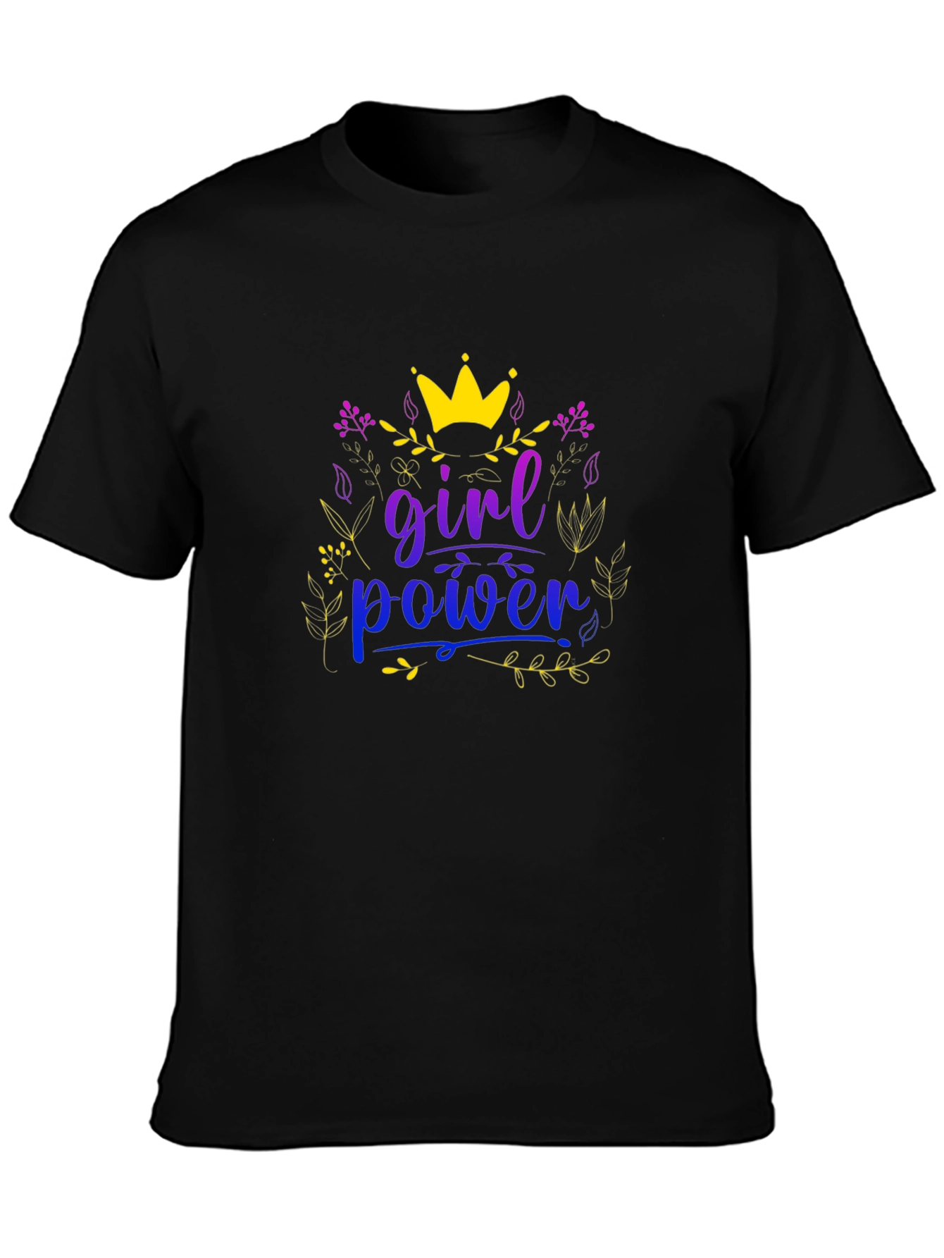 Girl Power Crown Graphic Tee - Black
