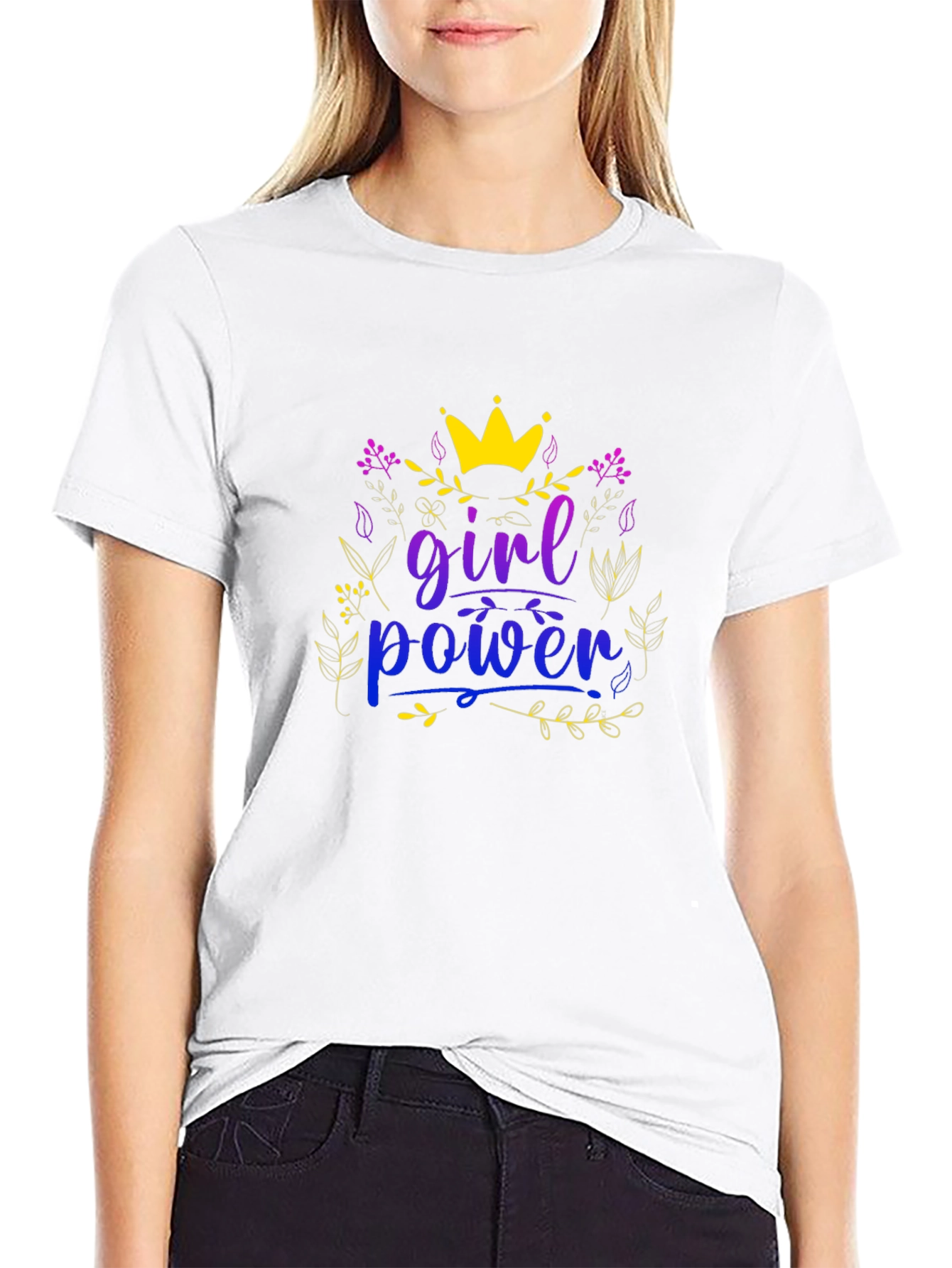 Girl Power Crown Graphic Tee - Black
