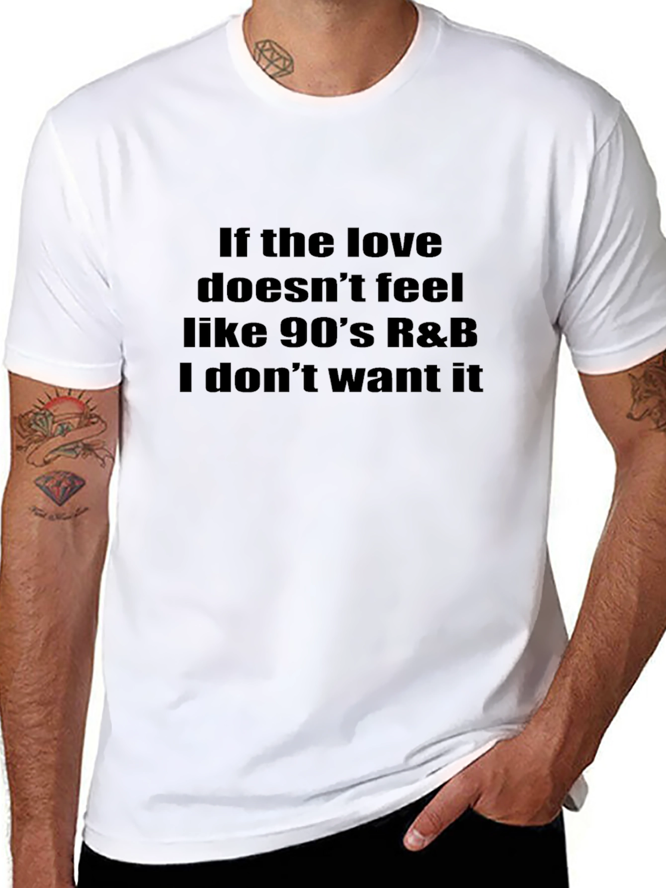 90s R&B Love Graphic Tee - Soft Black T-Shirt