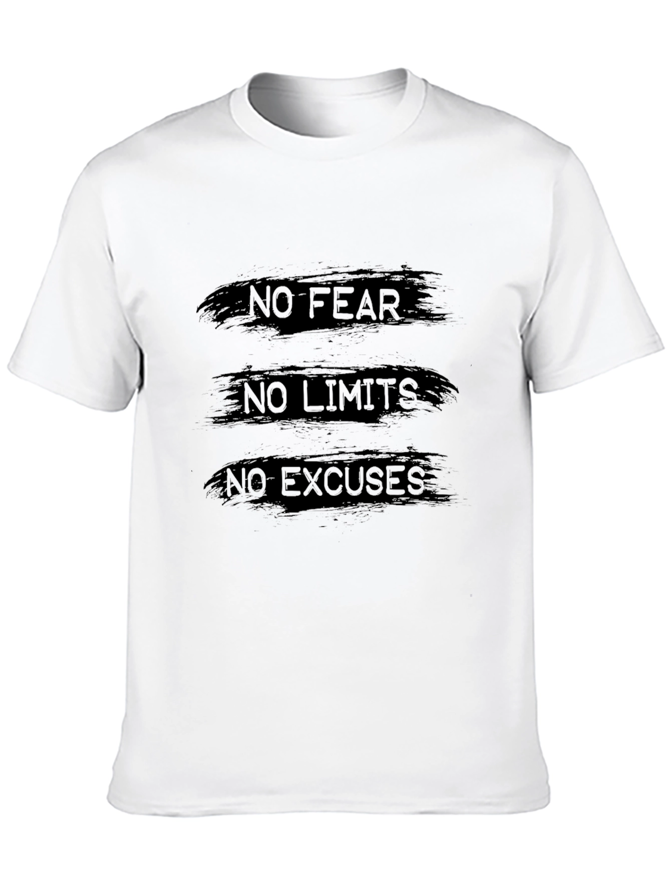 Motivational Black Tee: No Fear No Limits No Excuses