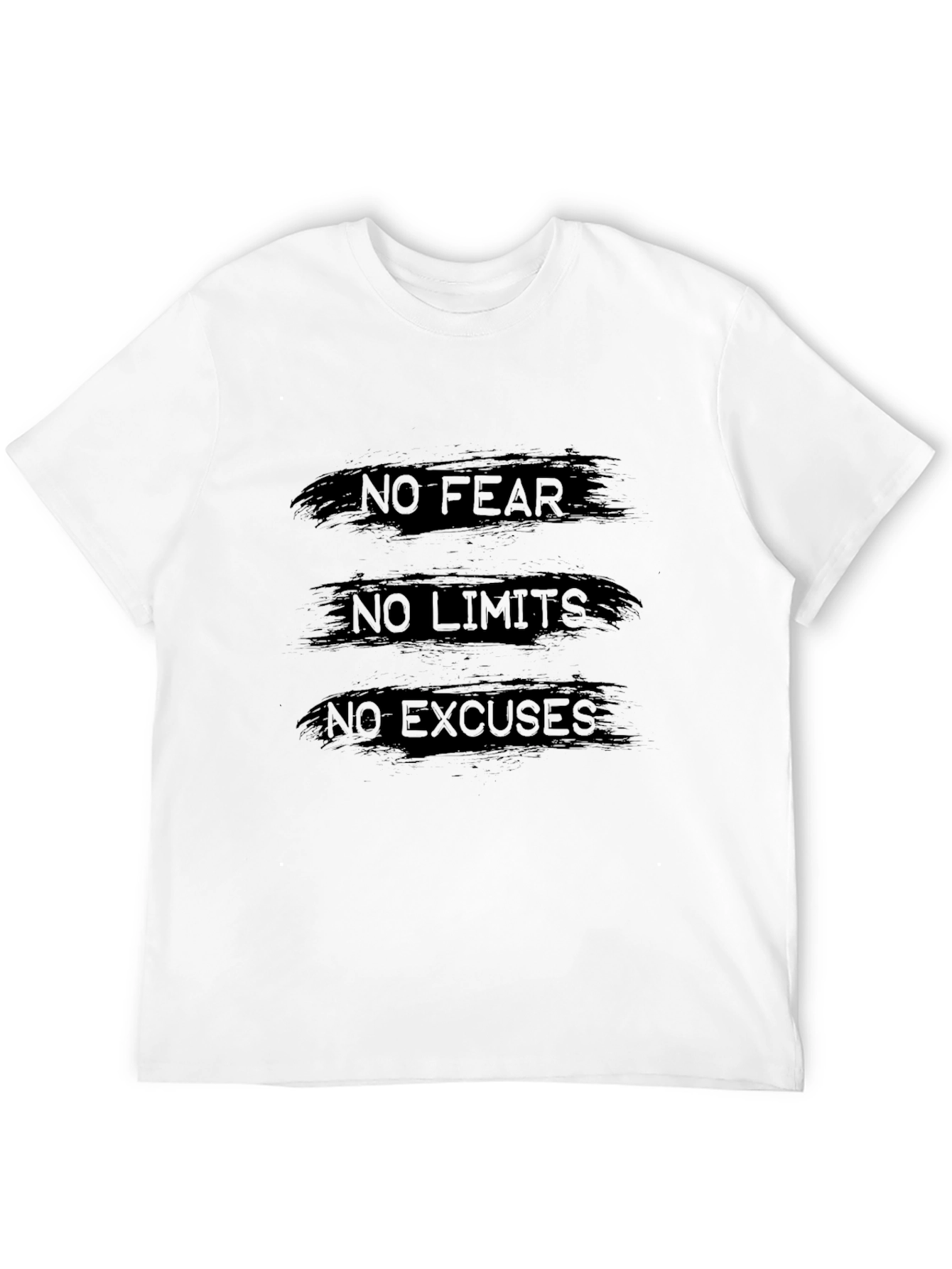 Motivational Black Tee: No Fear No Limits No Excuses
