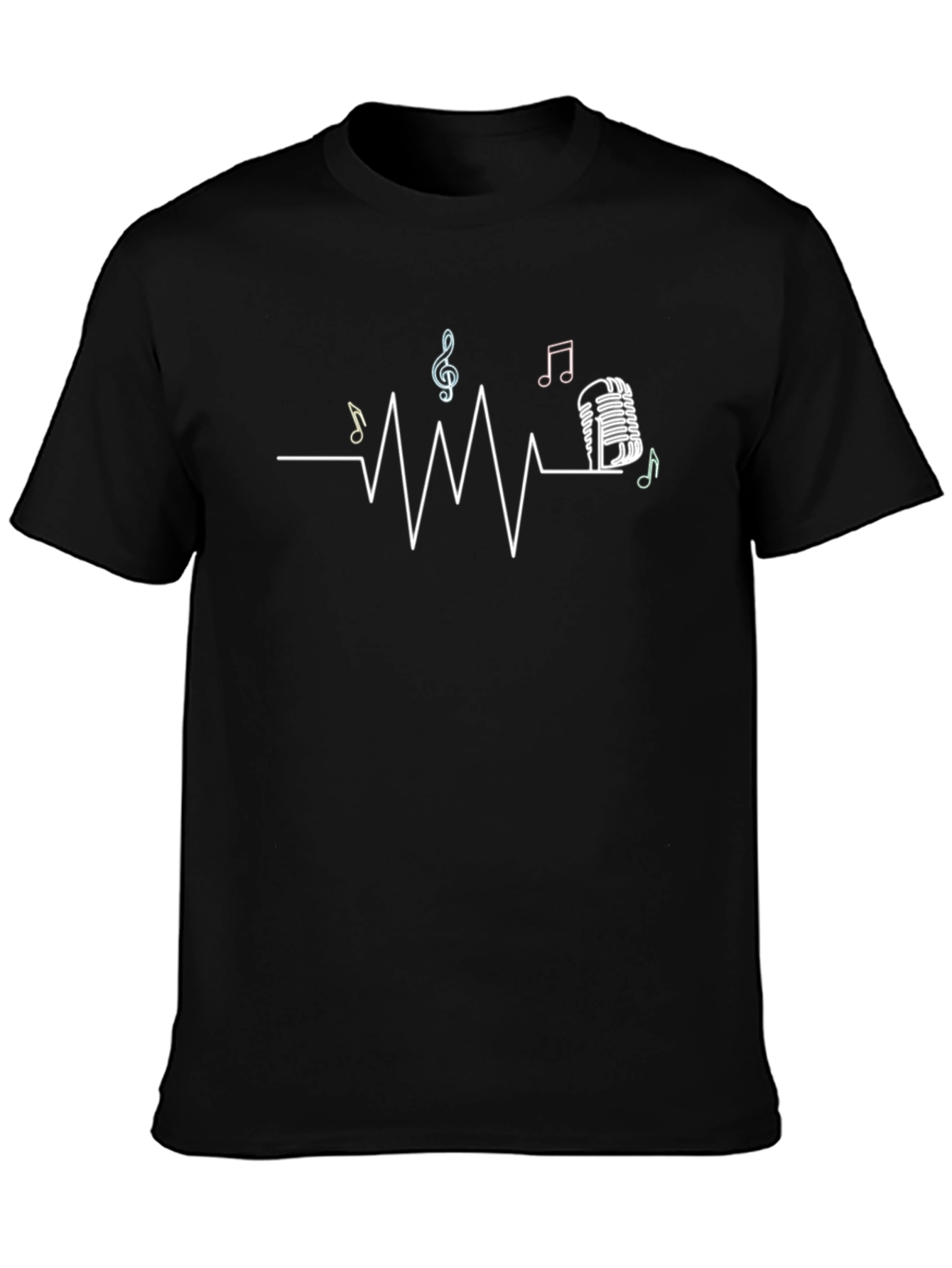 Music Heartbeat Graphic Black T-Shirt