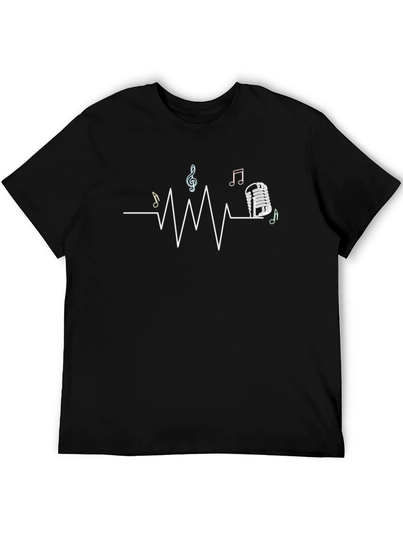 Music Heartbeat Graphic Black T-Shirt