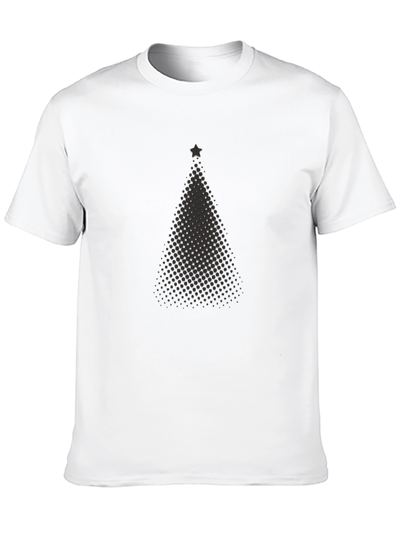 Festive Christmas Tree Dot Pattern Black T-Shirt