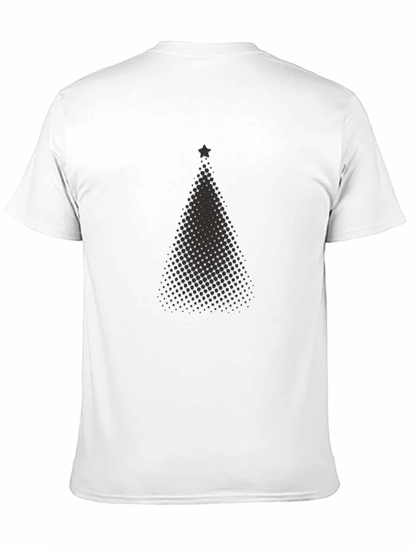 Festive Christmas Tree Dot Pattern Black T-Shirt