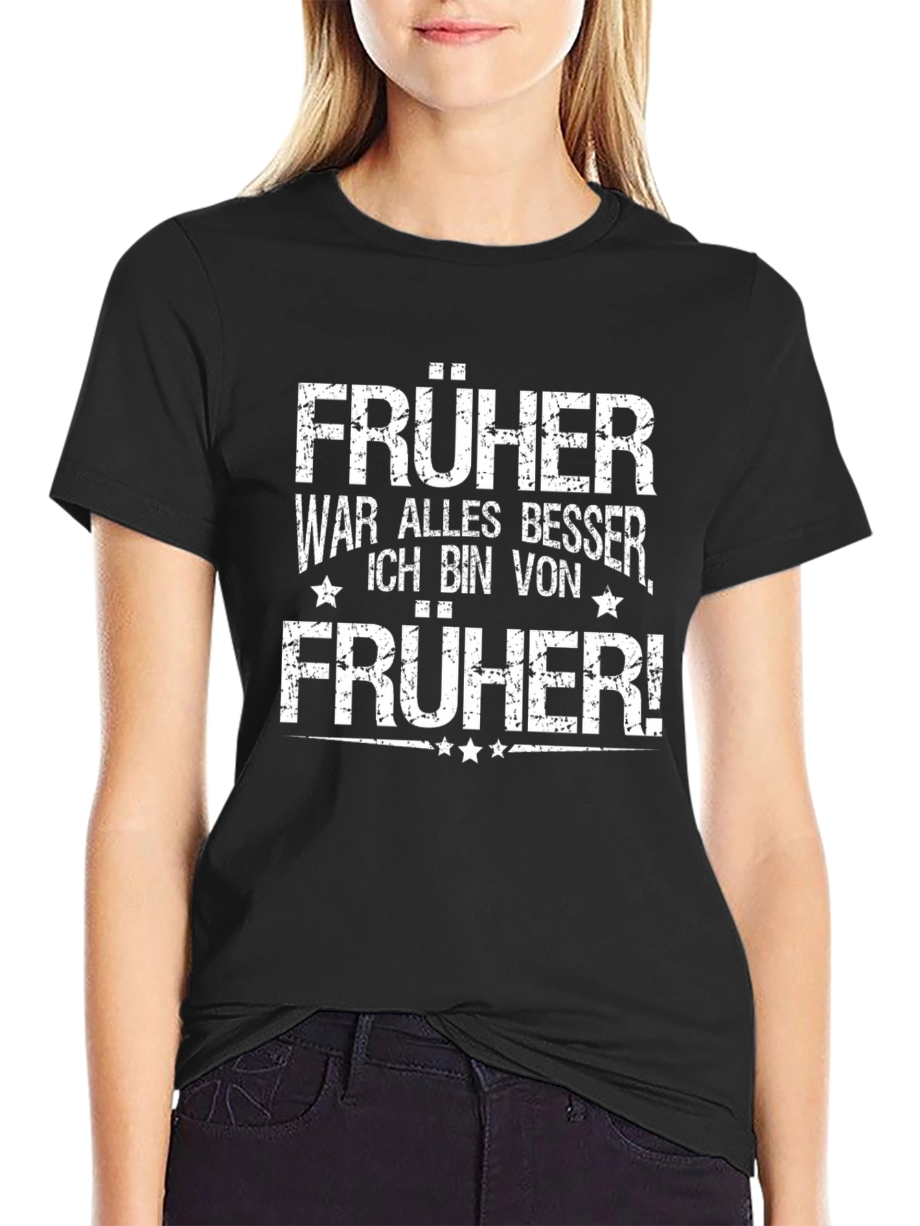 Retro Früher Slogan Black T-Shirt