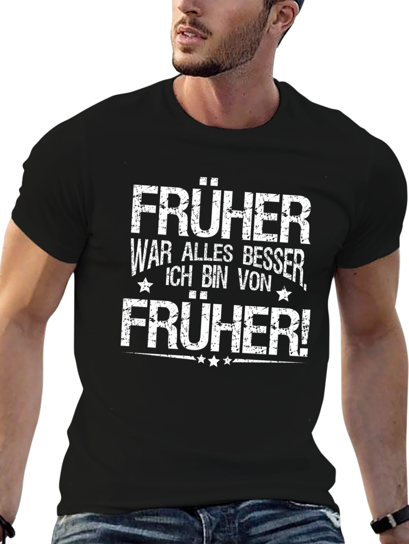 Retro Früher Slogan Black T-Shirt