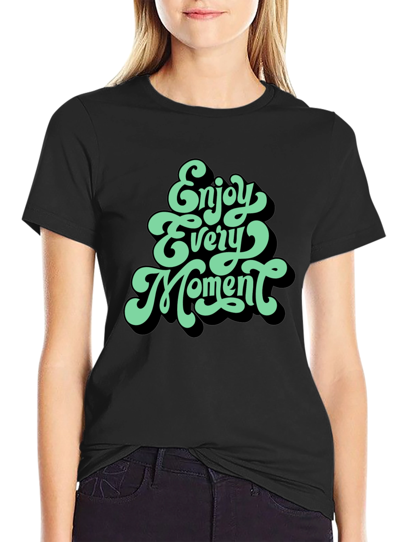 Enjoy Every Moment Graphic Tee - Stylish Black T-Shirt