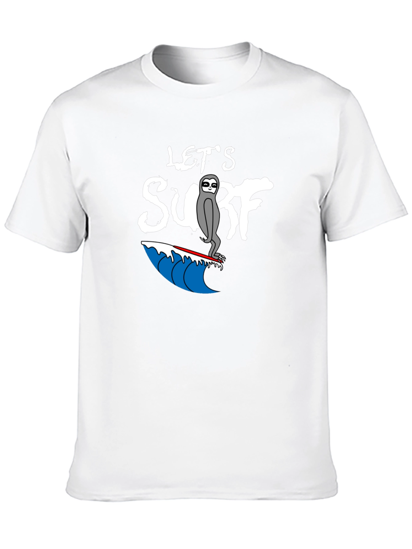 Lets Surf Sloth T-Shirt - Black Graphic Tee