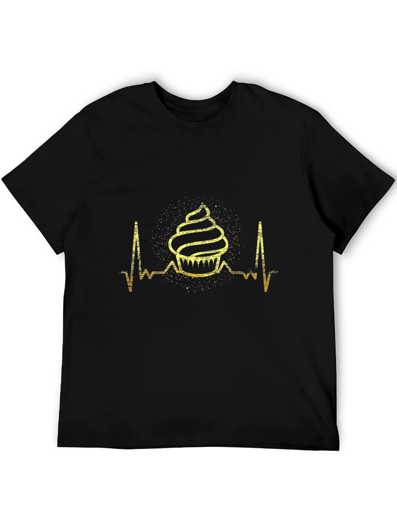 Cupcake Heartbeat T-Shirt - Black Cotton Tee