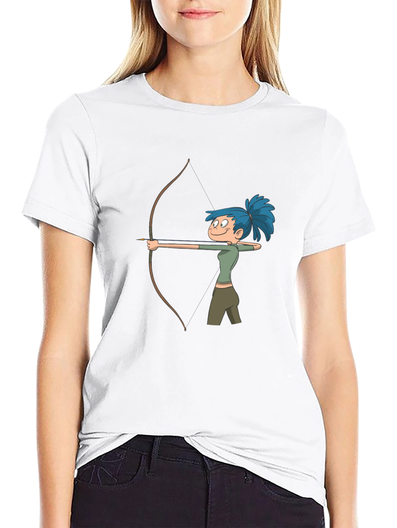 Archer Girl Cartoon Tee - Cool Graphic Print Shirt