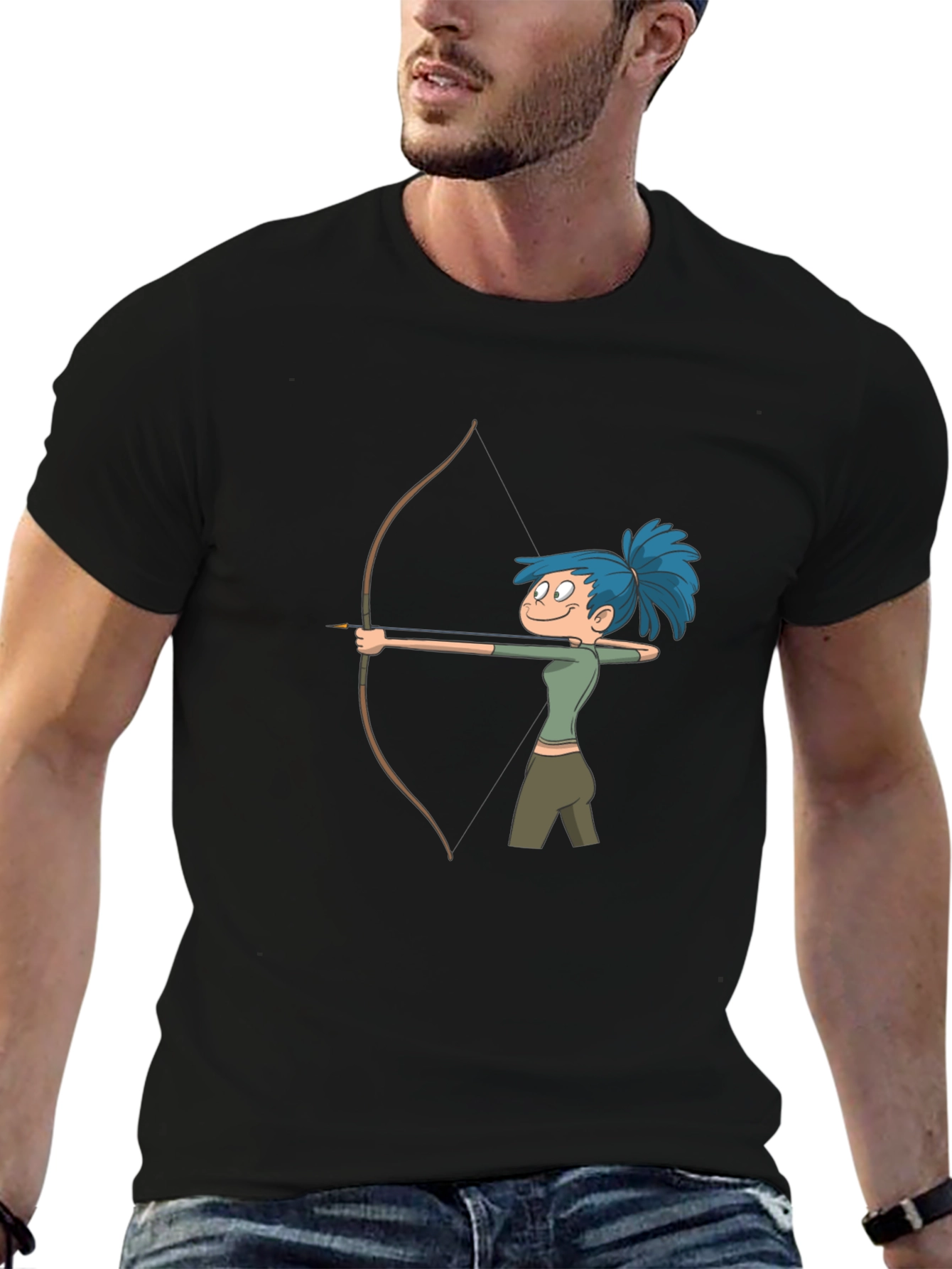 Archer Girl Cartoon Tee - Cool Graphic Print Shirt