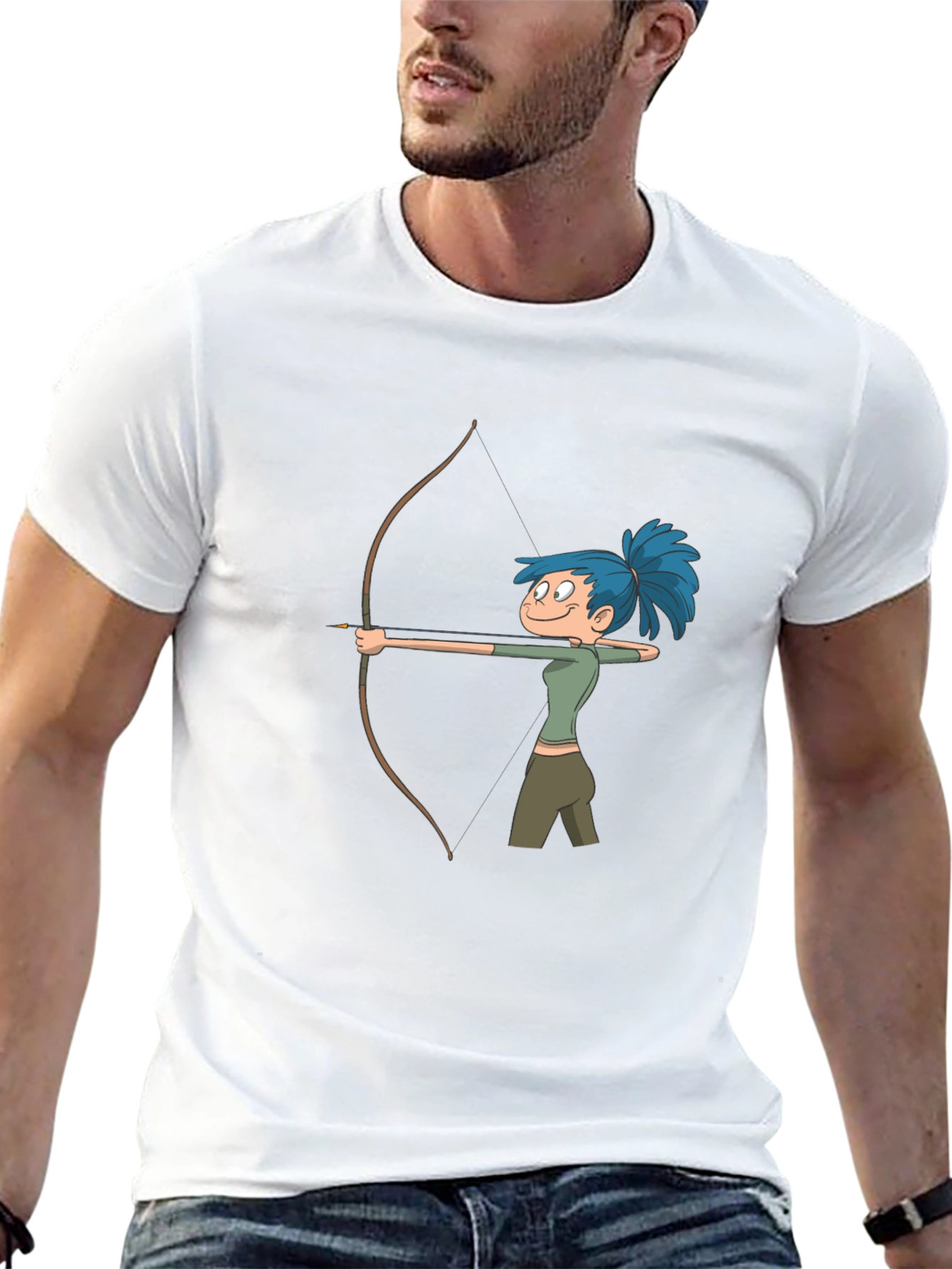 Archer Girl Cartoon Tee - Cool Graphic Print Shirt