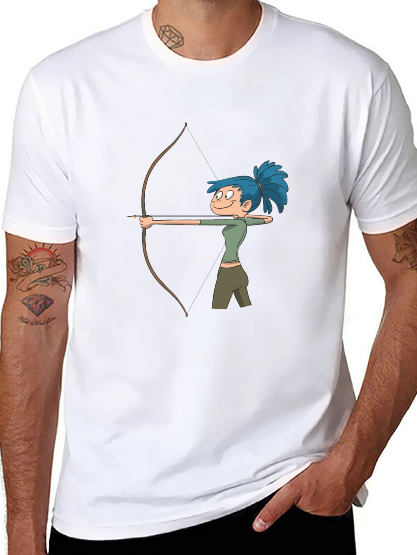 Archer Girl Cartoon Tee - Cool Graphic Print Shirt