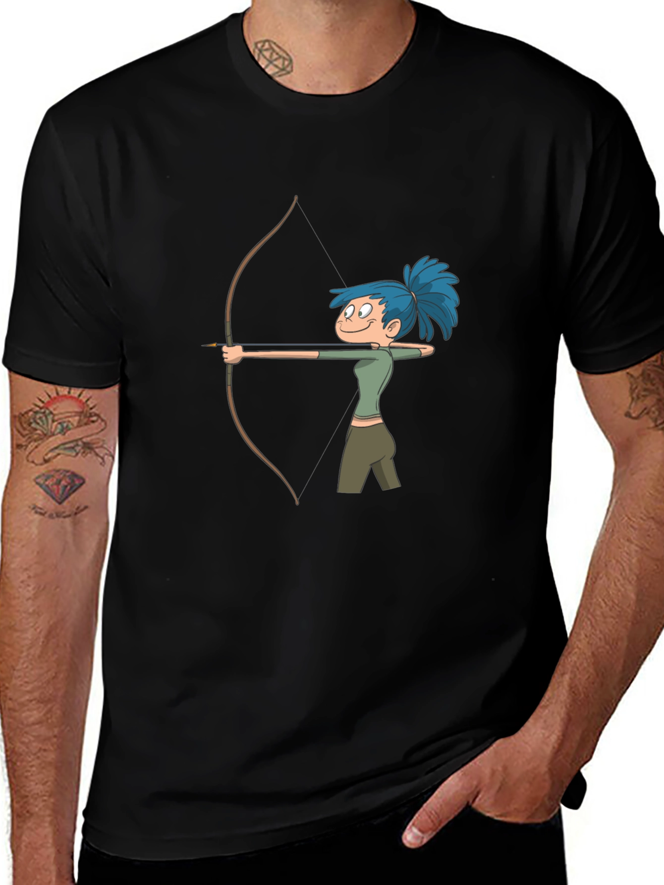 Archer Girl Cartoon Tee - Cool Graphic Print Shirt