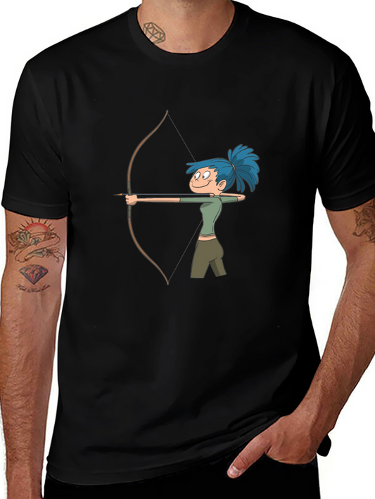 Archer Girl Cartoon Tee - Cool Graphic Print Shirt
