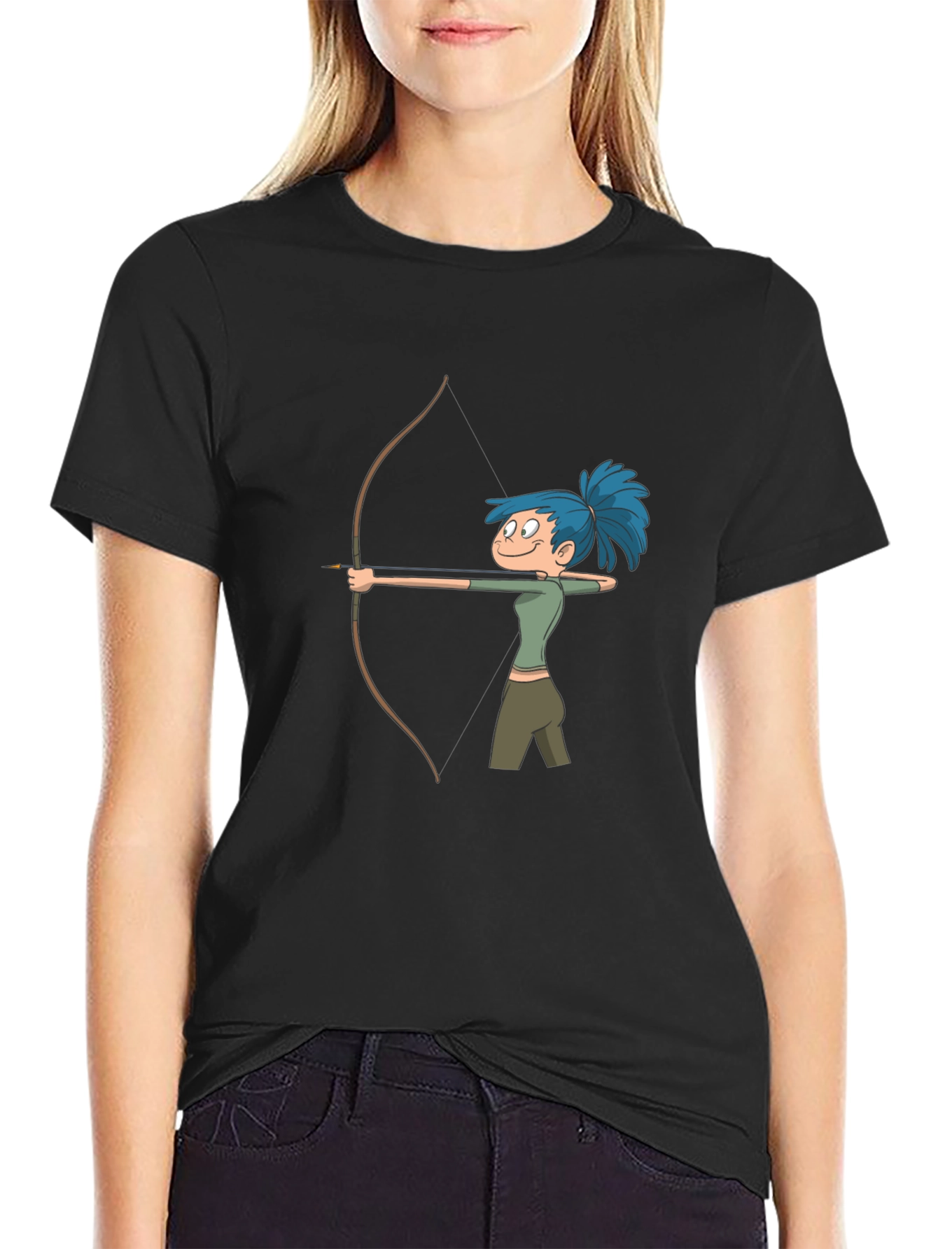 Archer Girl Cartoon Tee - Cool Graphic Print Shirt