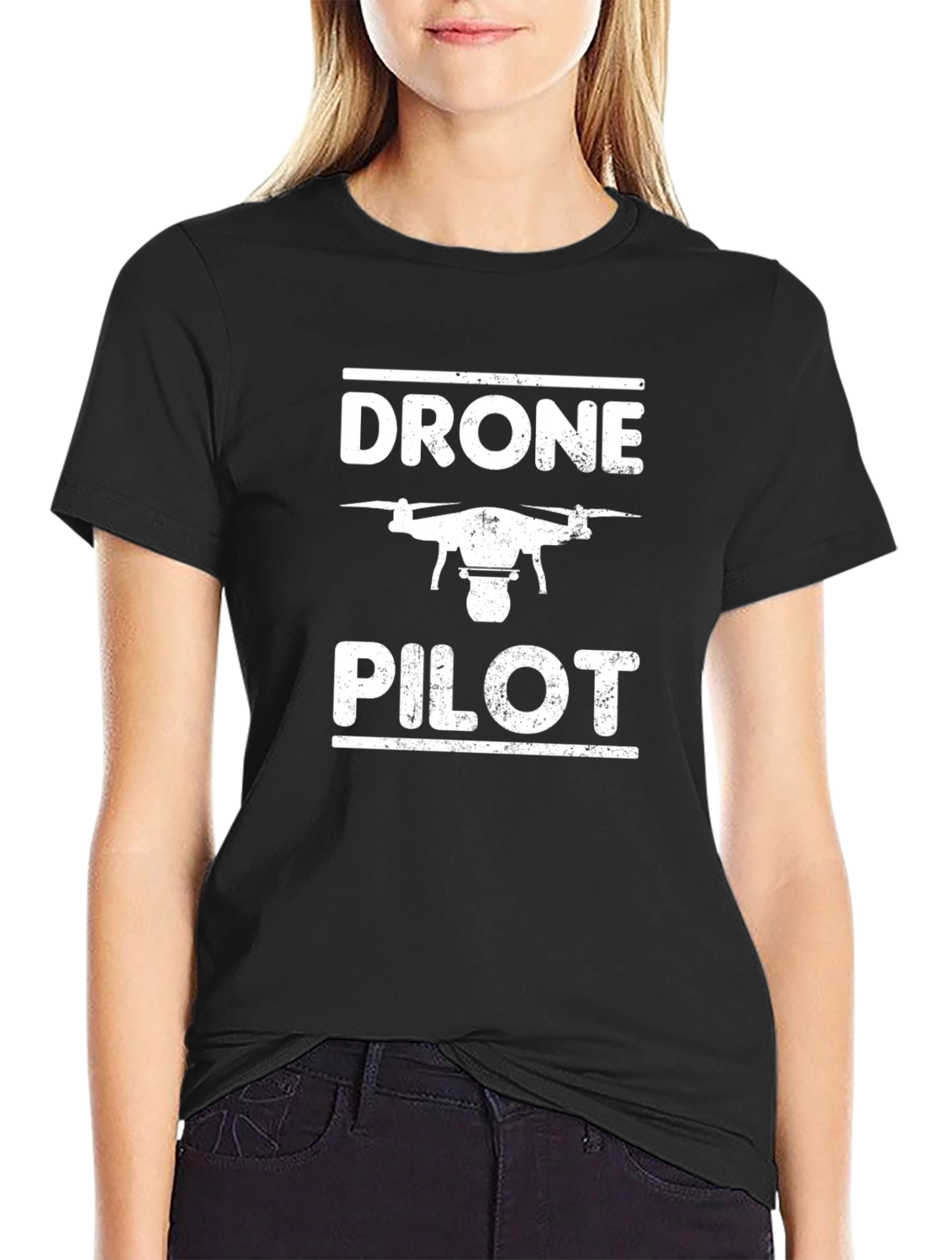 Drone Pilot Graphic Tee - Black Cotton T-Shirt