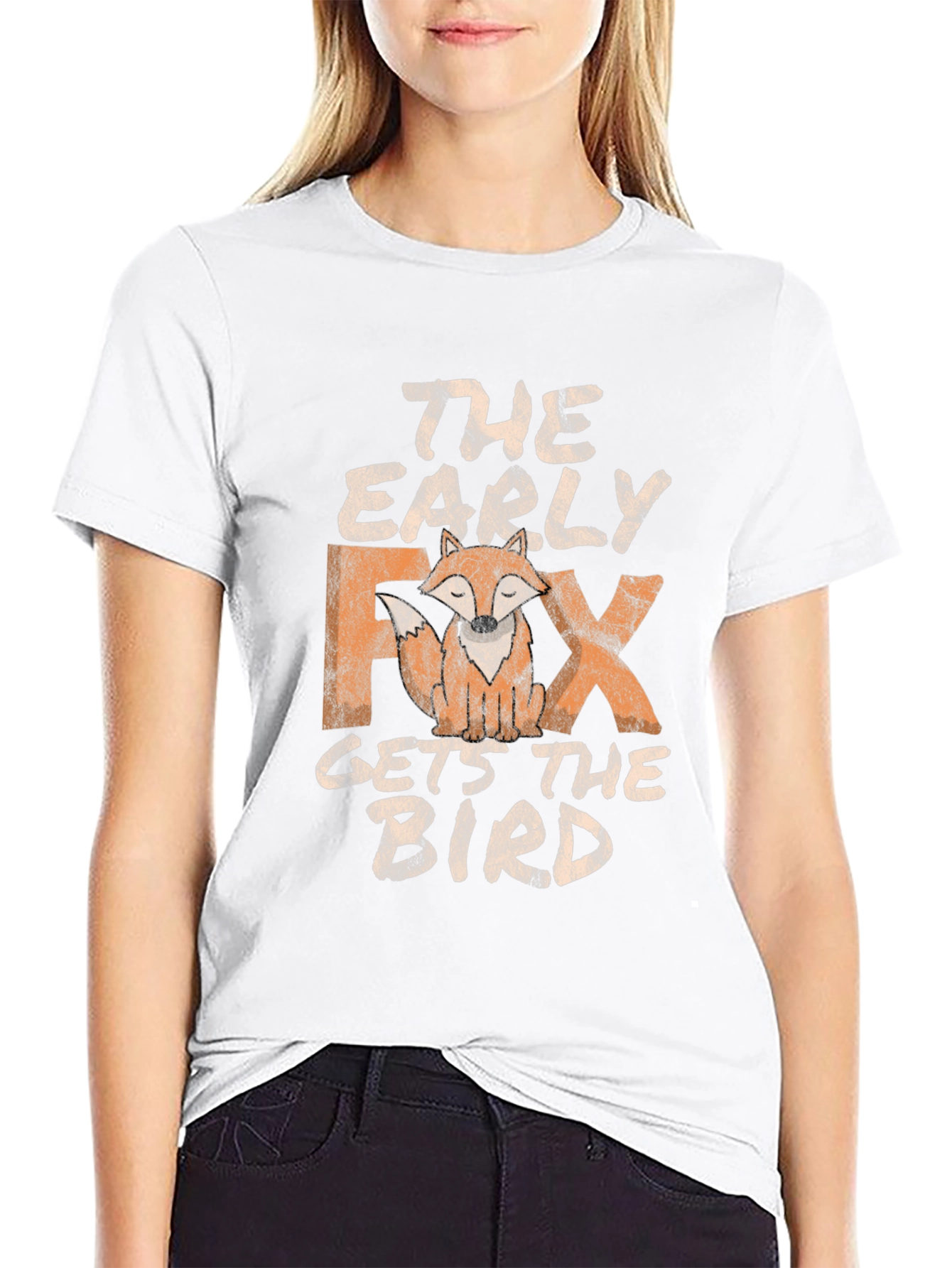 Early Fox Gets the Bird Graphic Tee