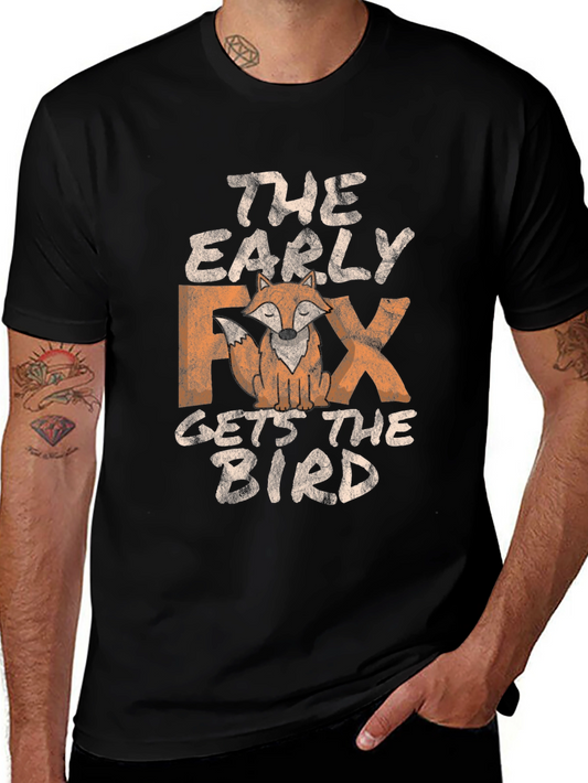 Early Fox Gets the Bird Graphic Tee