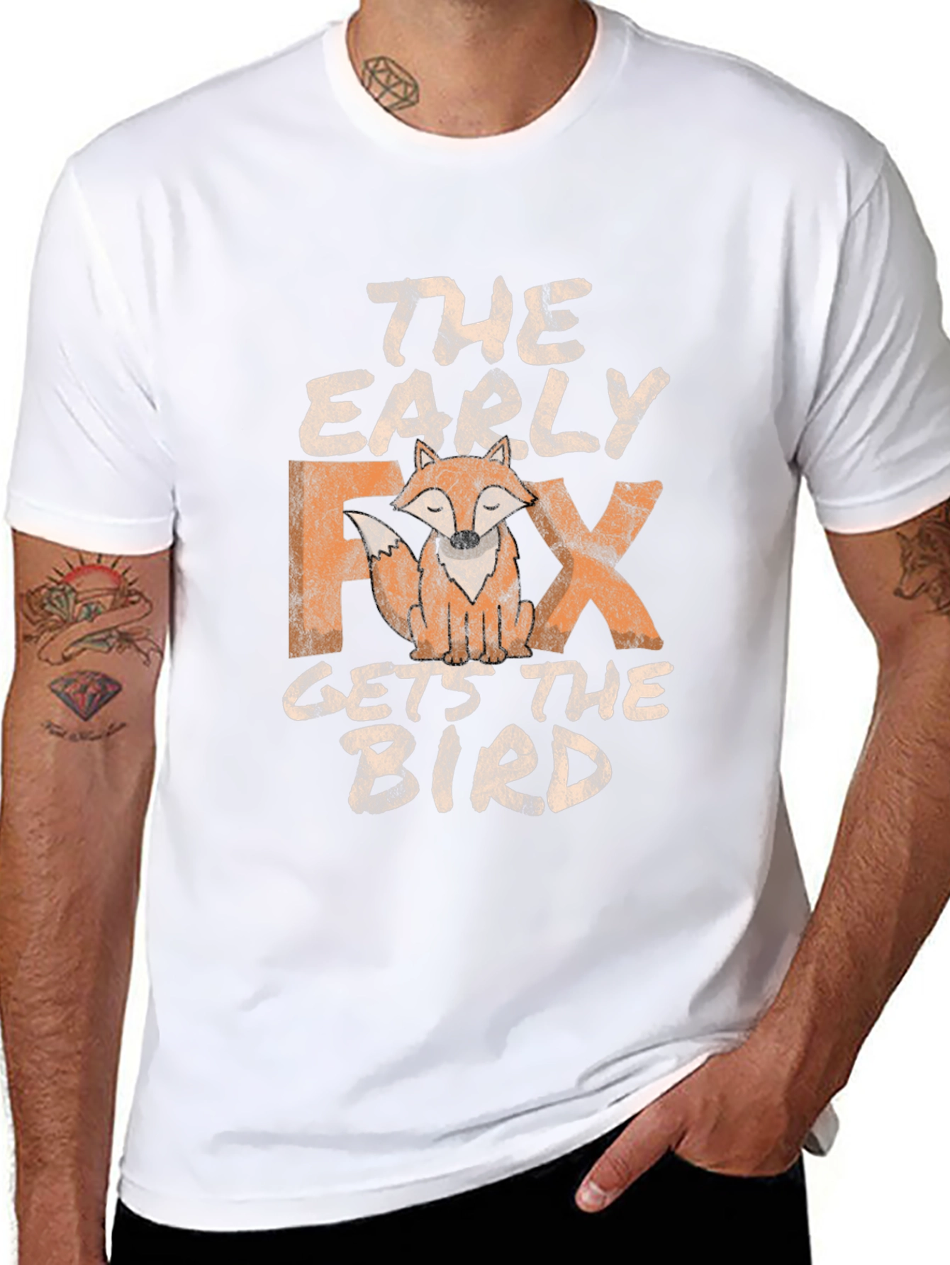 Early Fox Gets the Bird Graphic Tee
