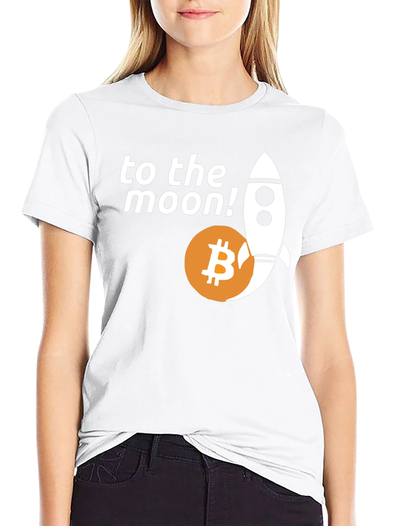 Bitcoin to the Moon T-Shirt Cryptocurrency Rocket Tee