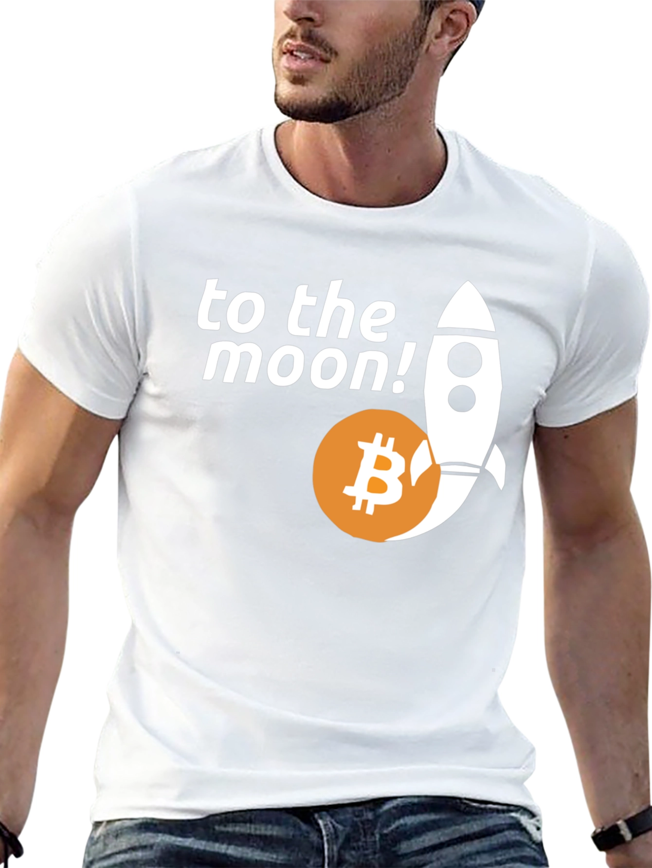 Bitcoin to the Moon T-Shirt Cryptocurrency Rocket Tee
