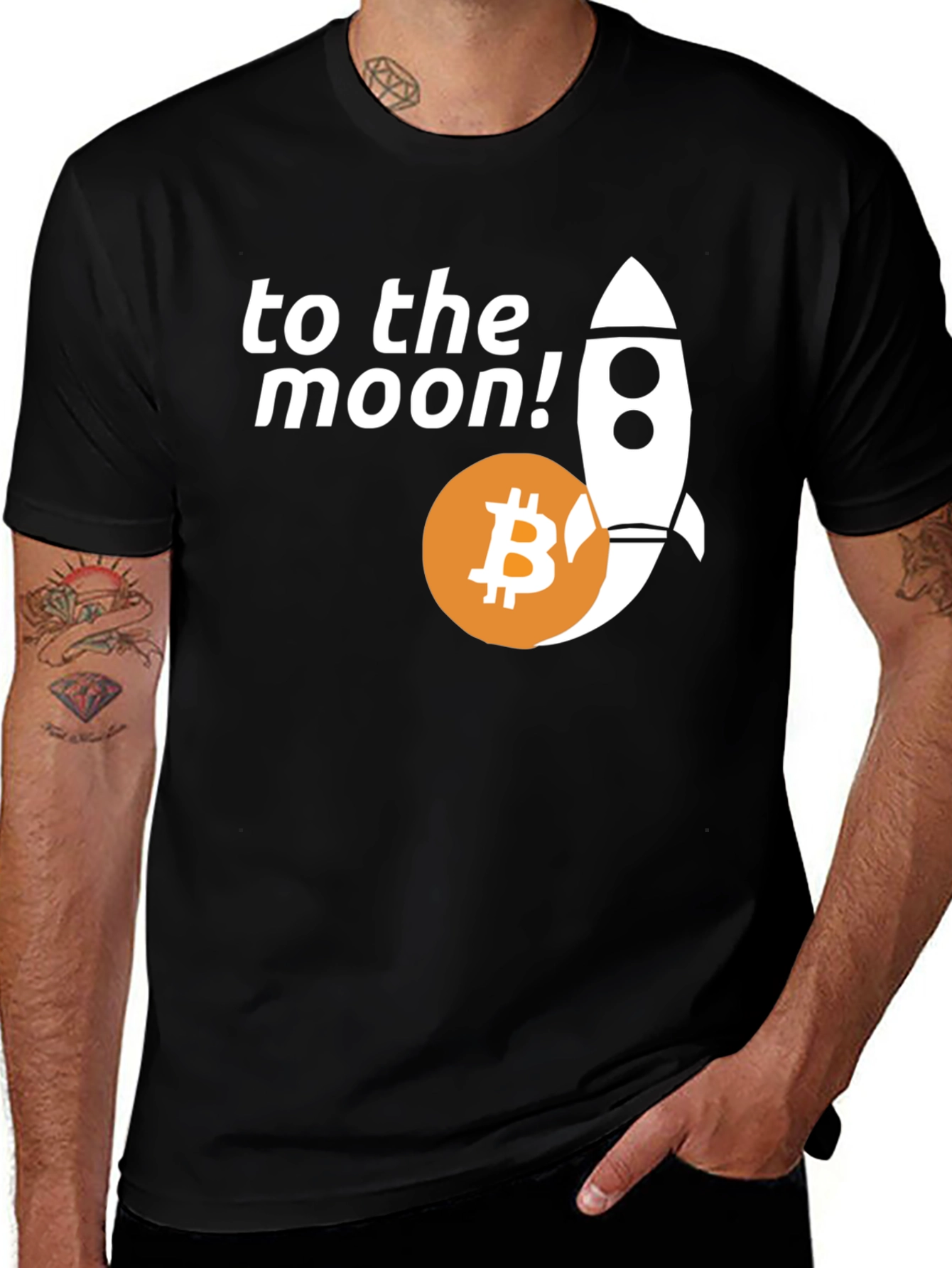 Bitcoin to the Moon T-Shirt Cryptocurrency Rocket Tee