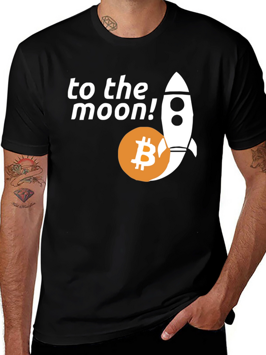 Bitcoin to the Moon T-Shirt Cryptocurrency Rocket Tee