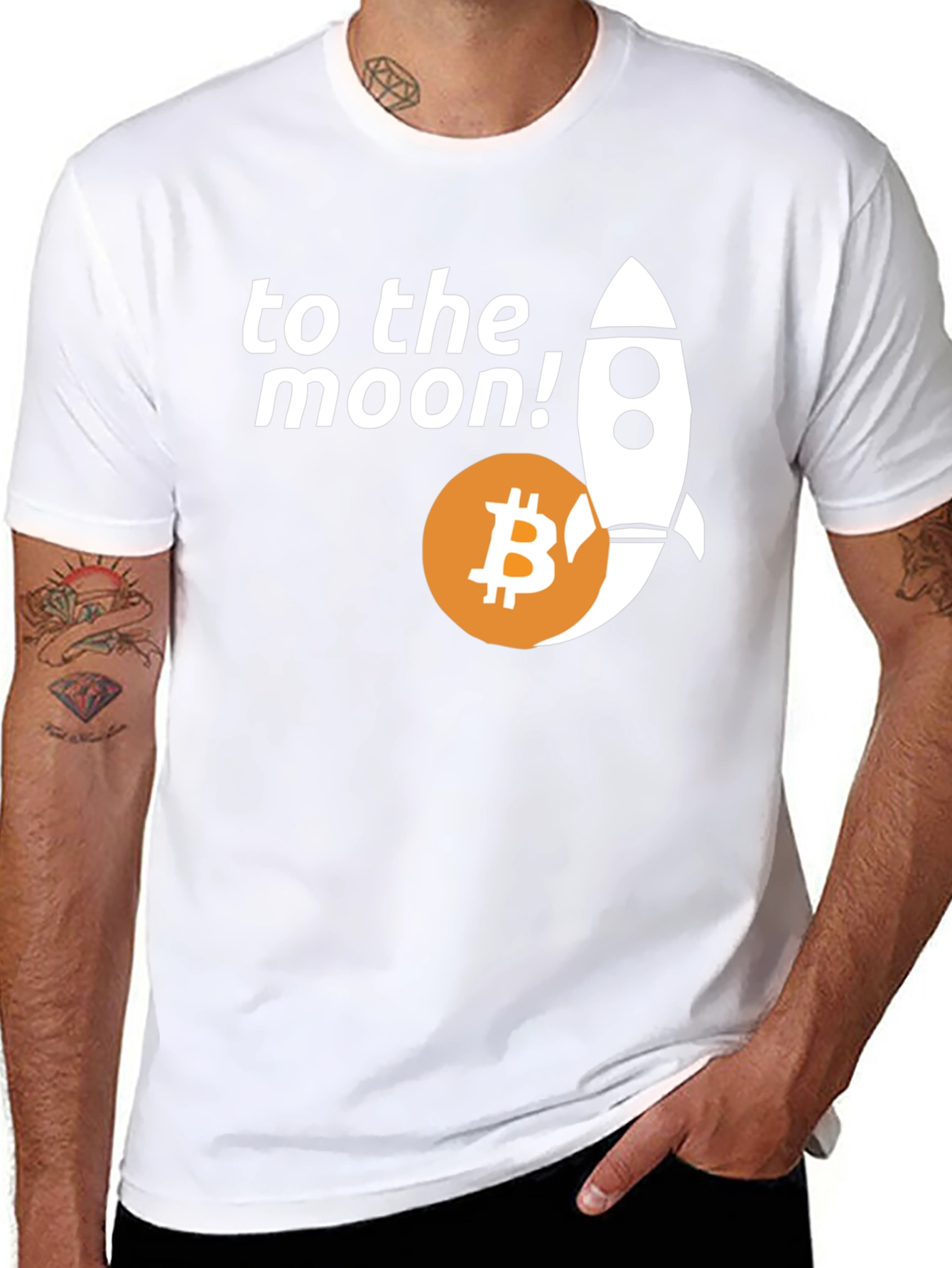 Bitcoin to the Moon T-Shirt Cryptocurrency Rocket Tee