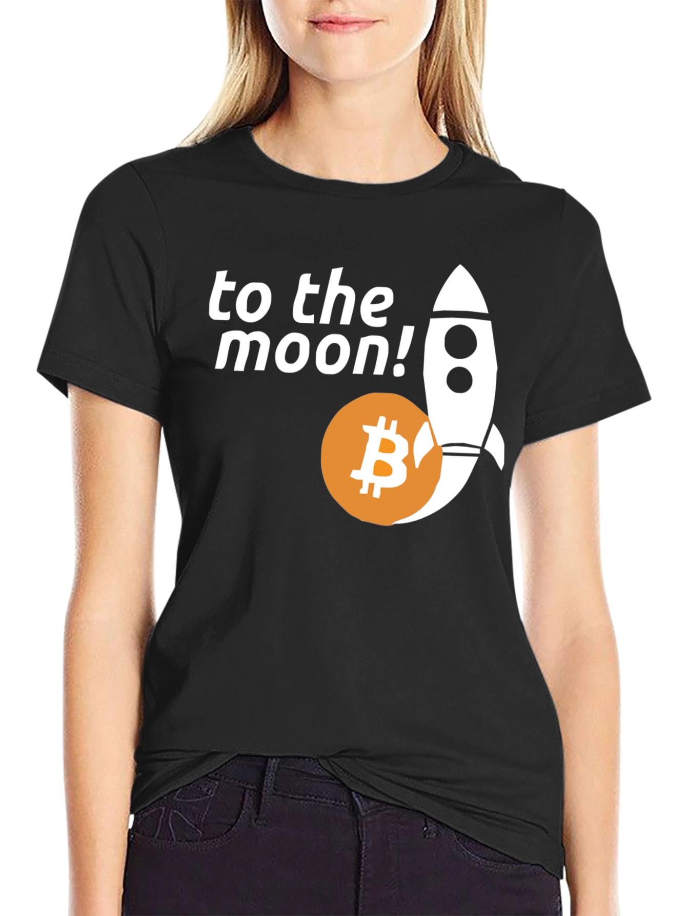 Bitcoin to the Moon T-Shirt Cryptocurrency Rocket Tee