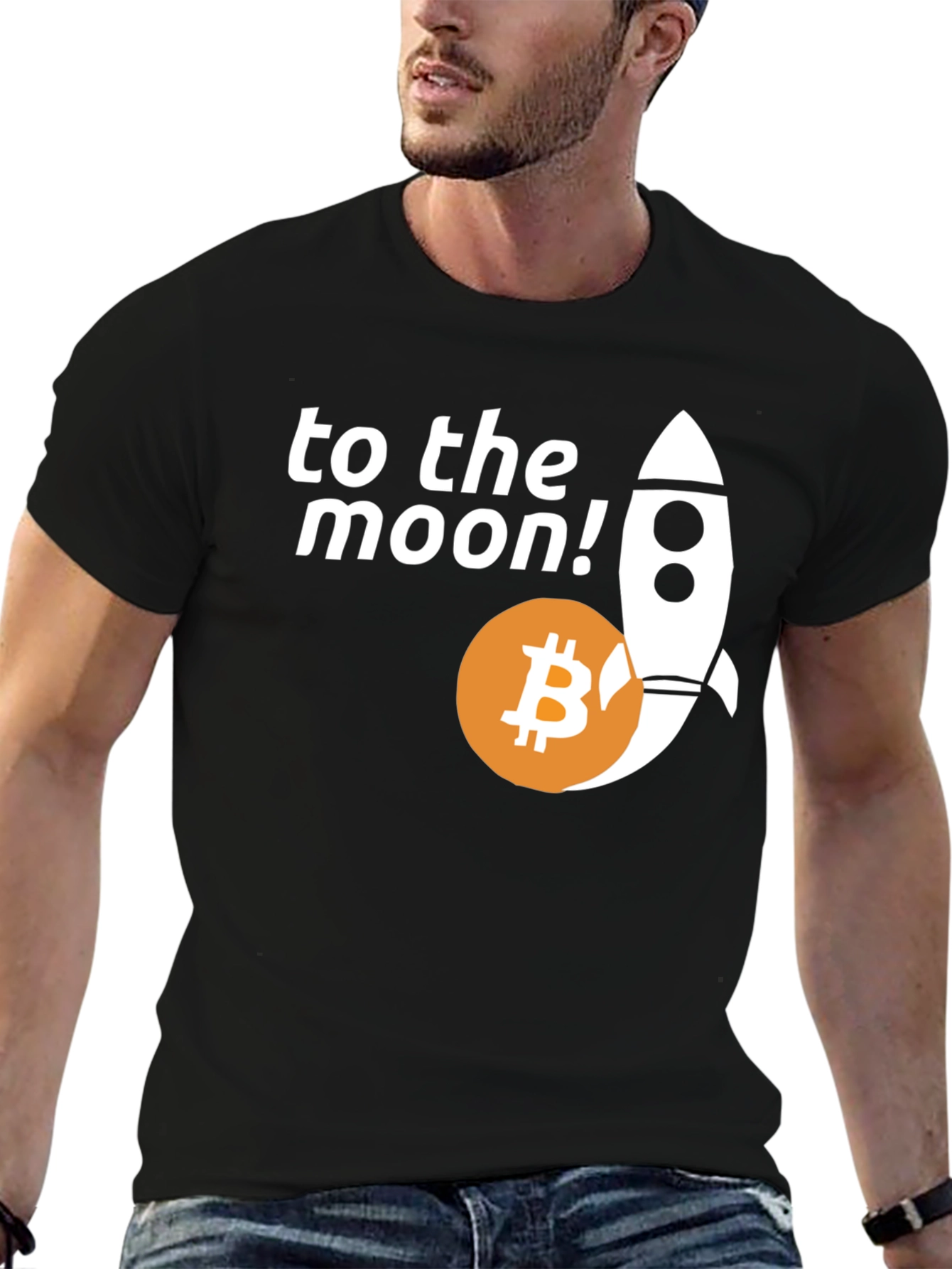 Bitcoin to the Moon T-Shirt Cryptocurrency Rocket Tee