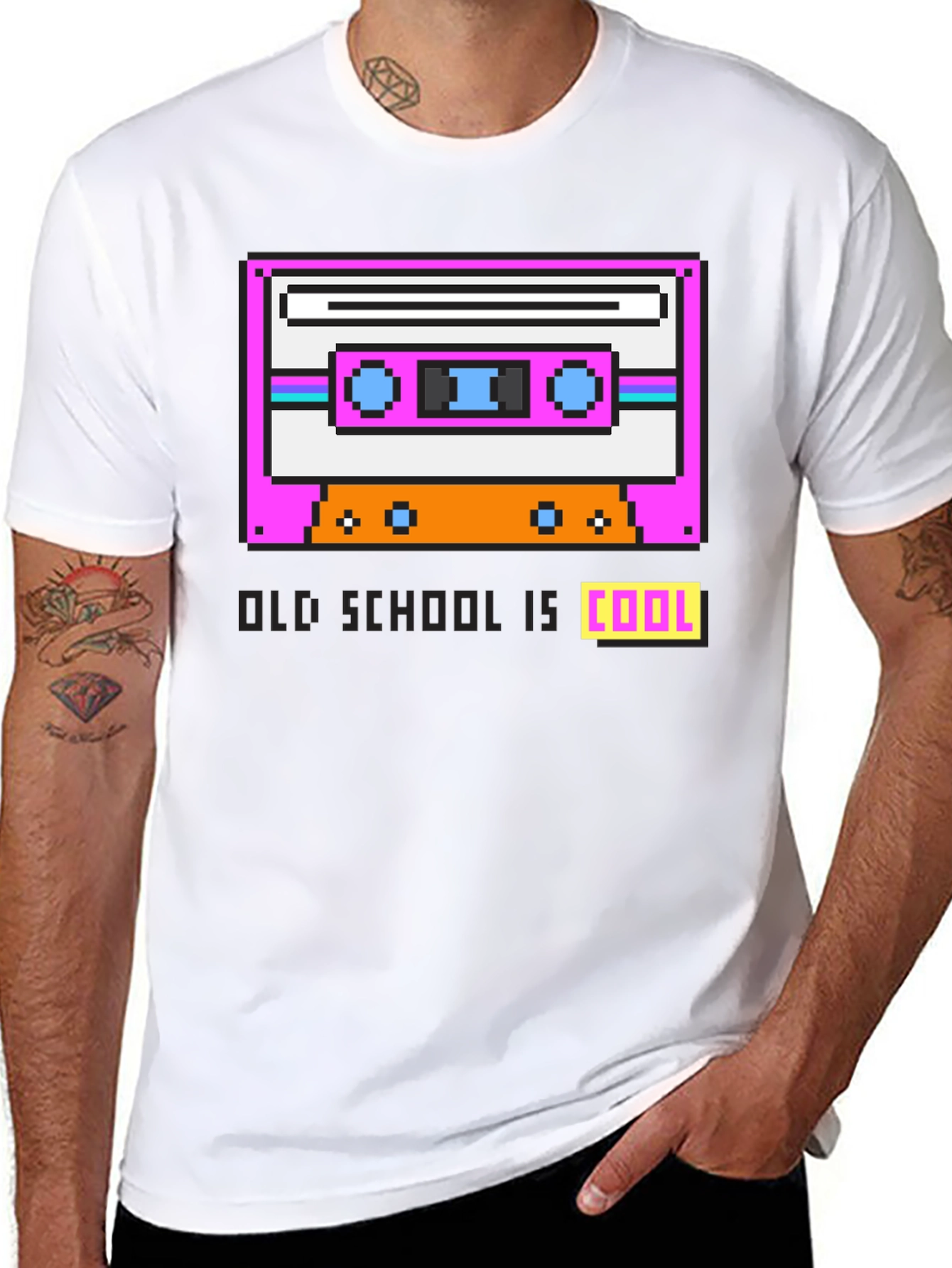Retro Cassette Pixel Art Graphic T-Shirt