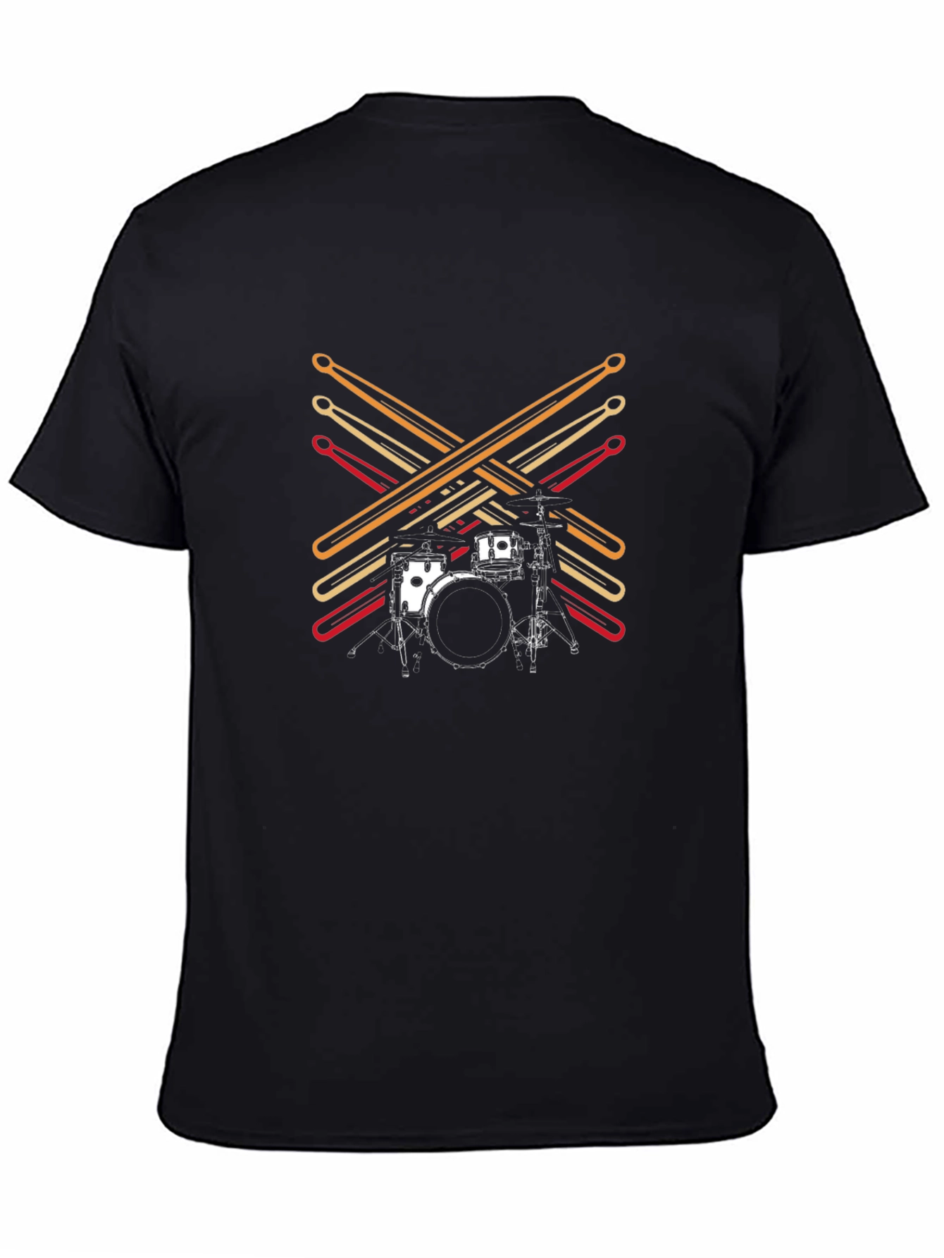 Drum Set Graphic Print Black Tee