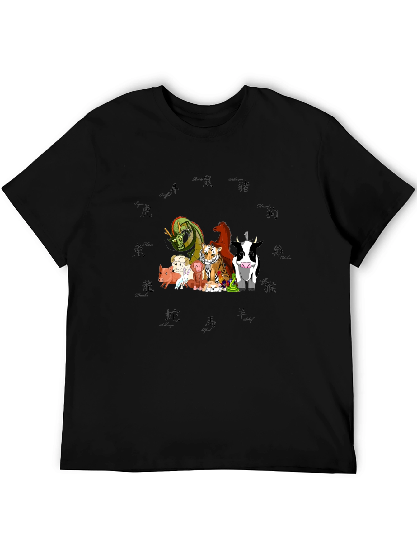 Zodiac Animals Black T-Shirt
