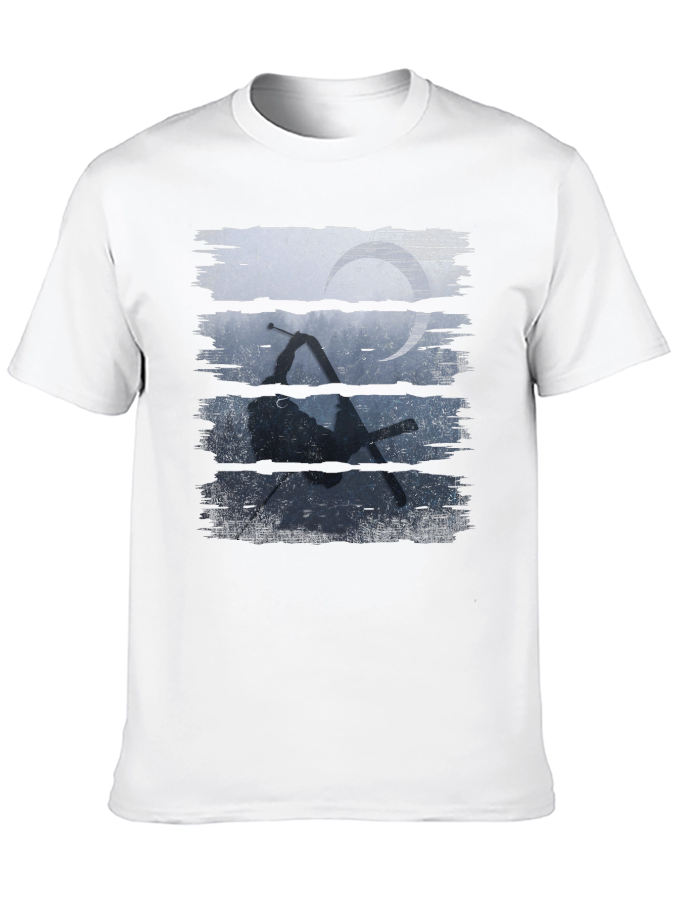 Skiing Silhouette Graphic Tee - Sporty Black T-Shirt