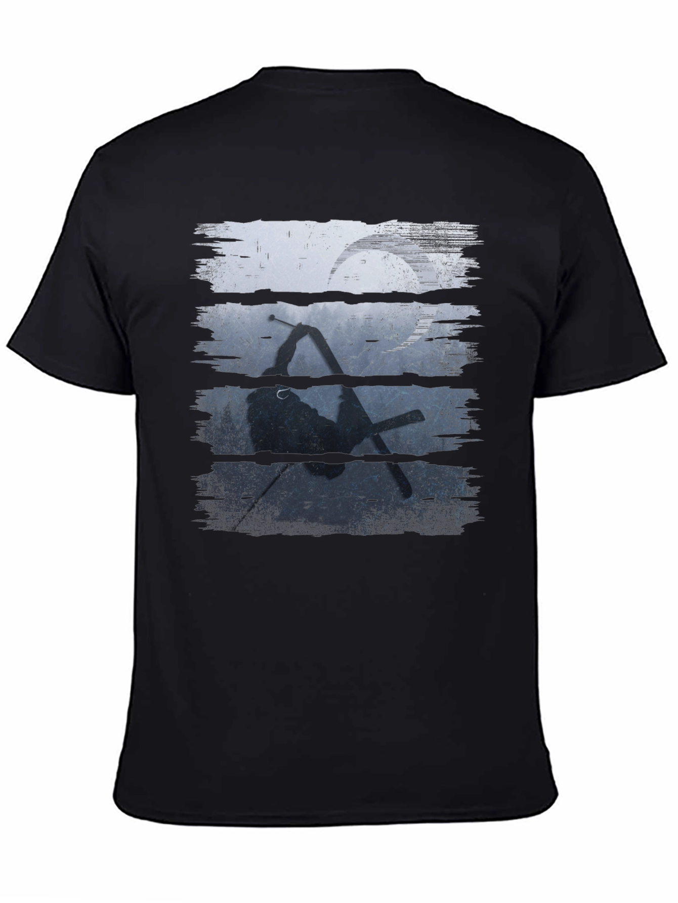 Skiing Silhouette Graphic Tee - Sporty Black T-Shirt