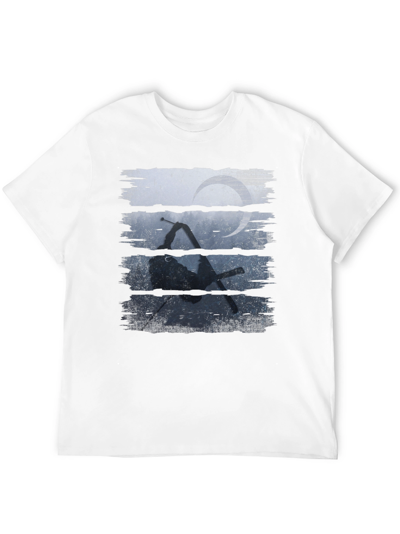 Skiing Silhouette Graphic Tee - Sporty Black T-Shirt
