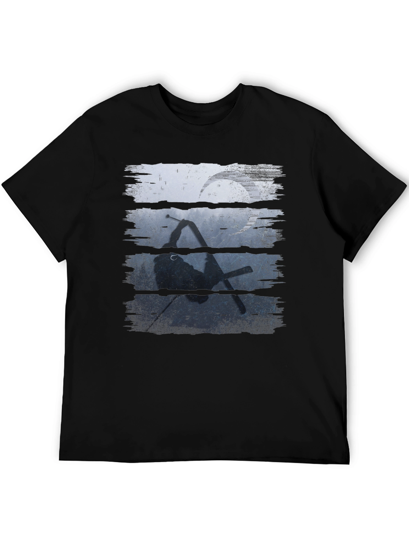 Skiing Silhouette Graphic Tee - Sporty Black T-Shirt