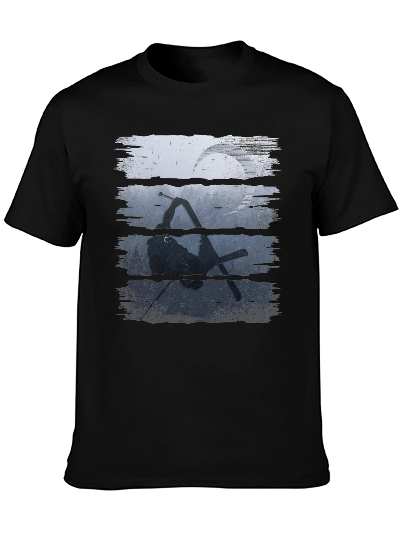 Skiing Silhouette Graphic Tee - Sporty Black T-Shirt