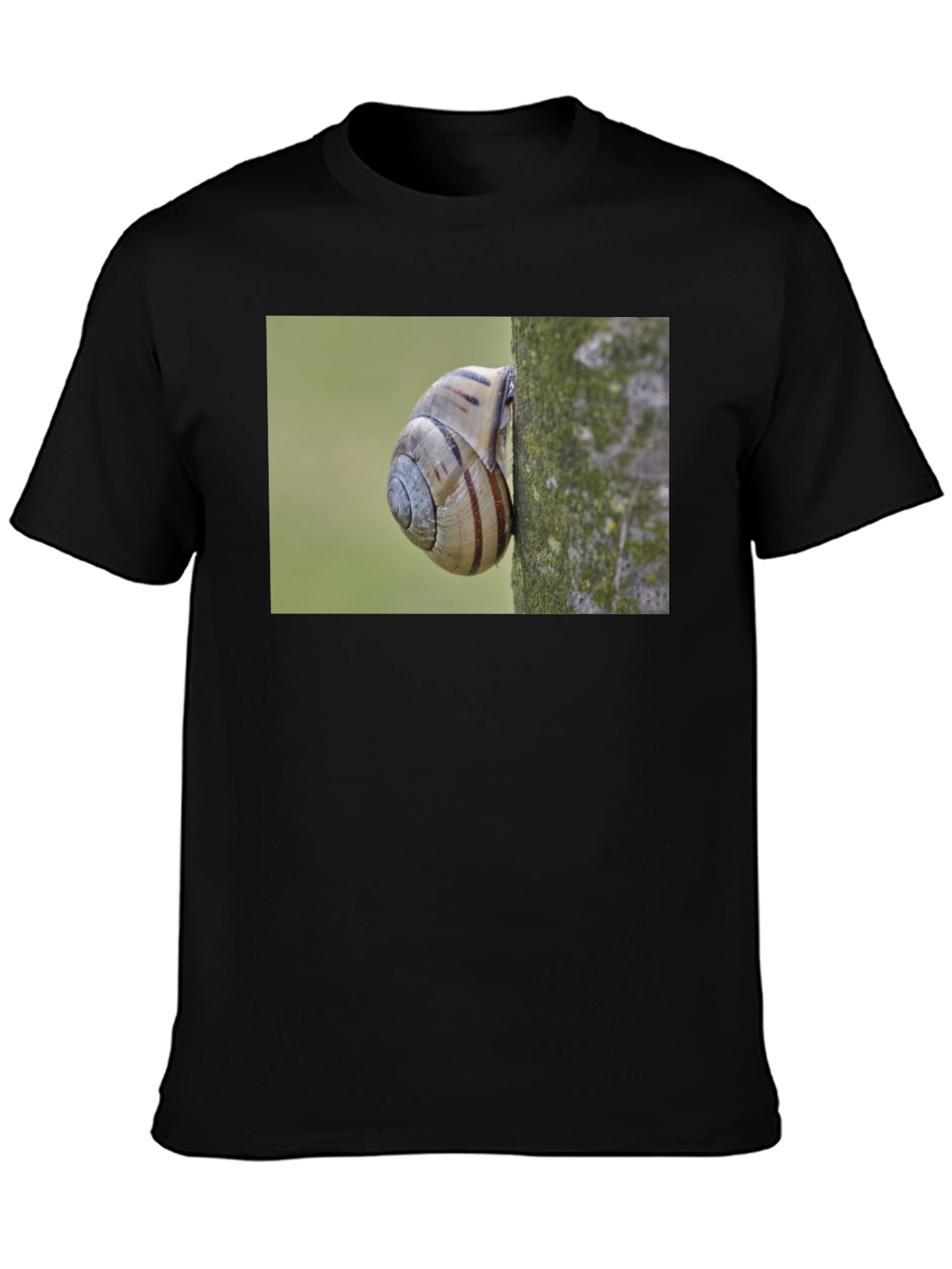 Snail on Tree Black T-Shirt