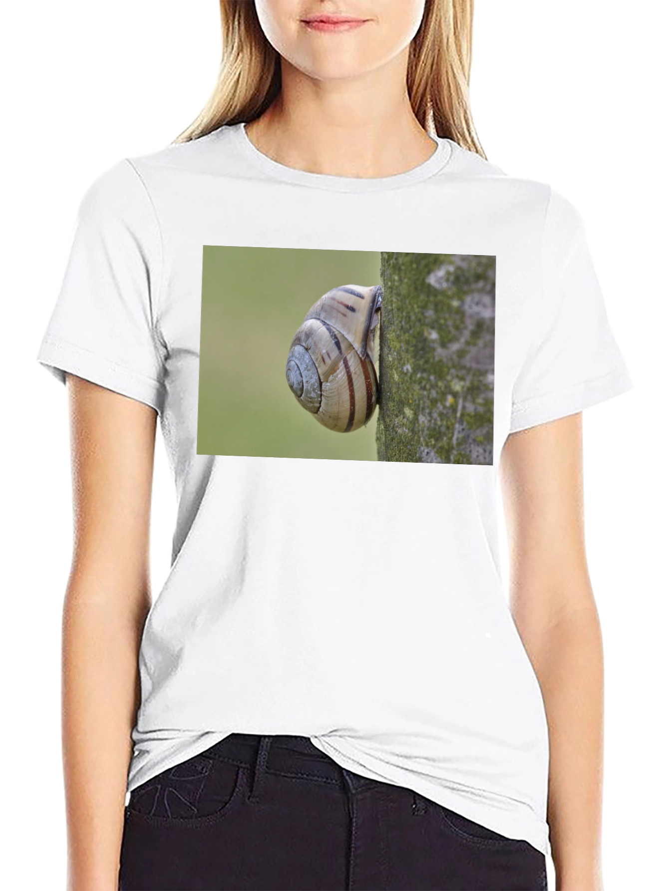 Snail on Tree Black T-Shirt