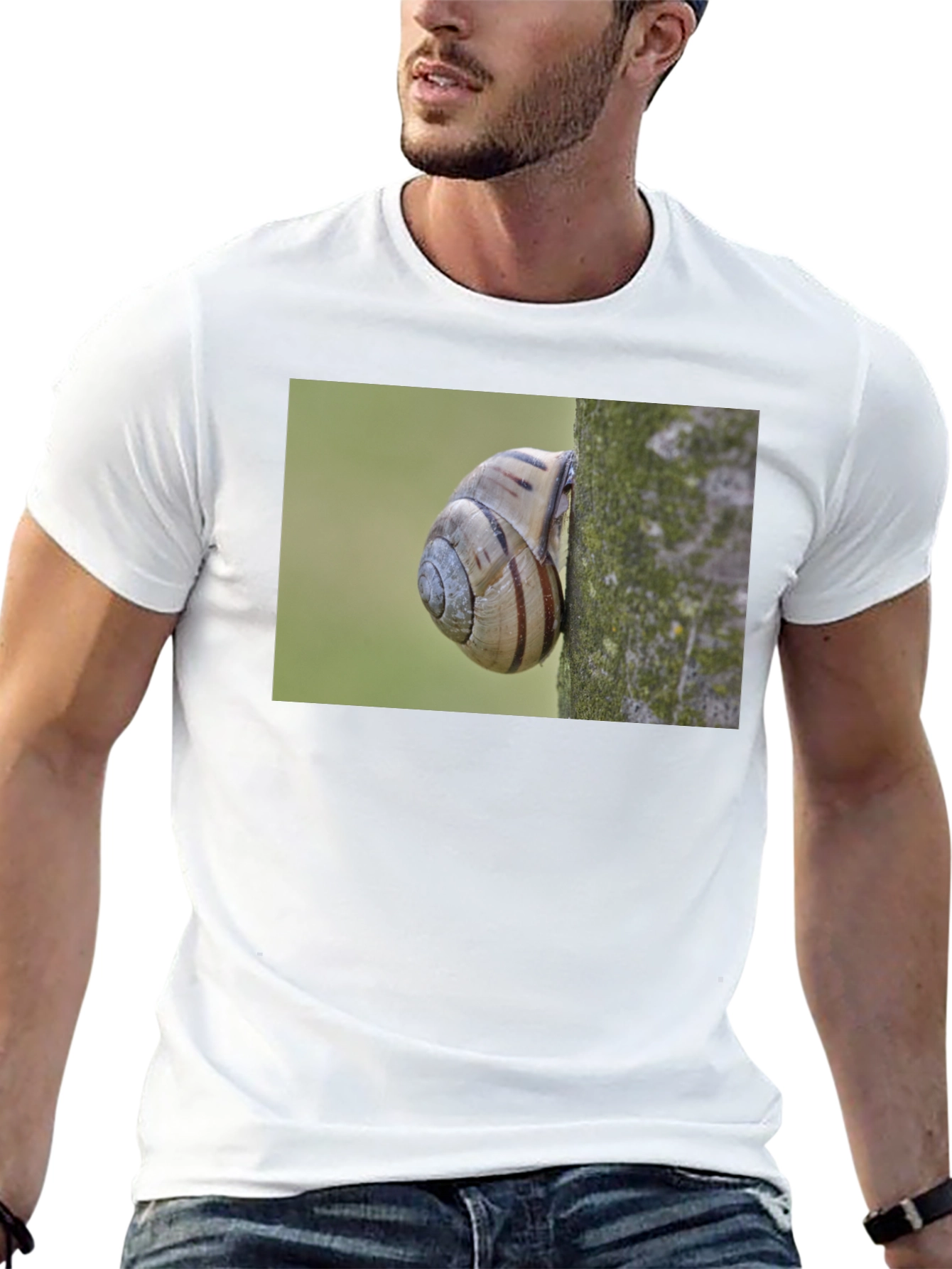 Snail on Tree Black T-Shirt