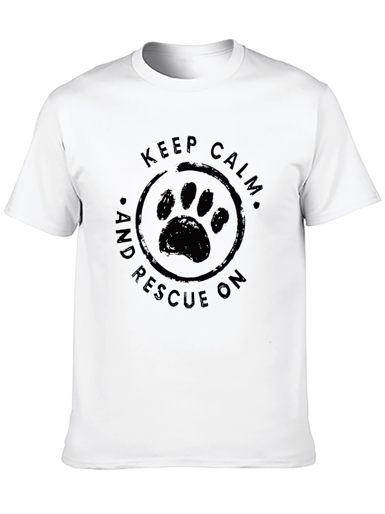 Keep Calm and Rescue On Graphic Tee - Black